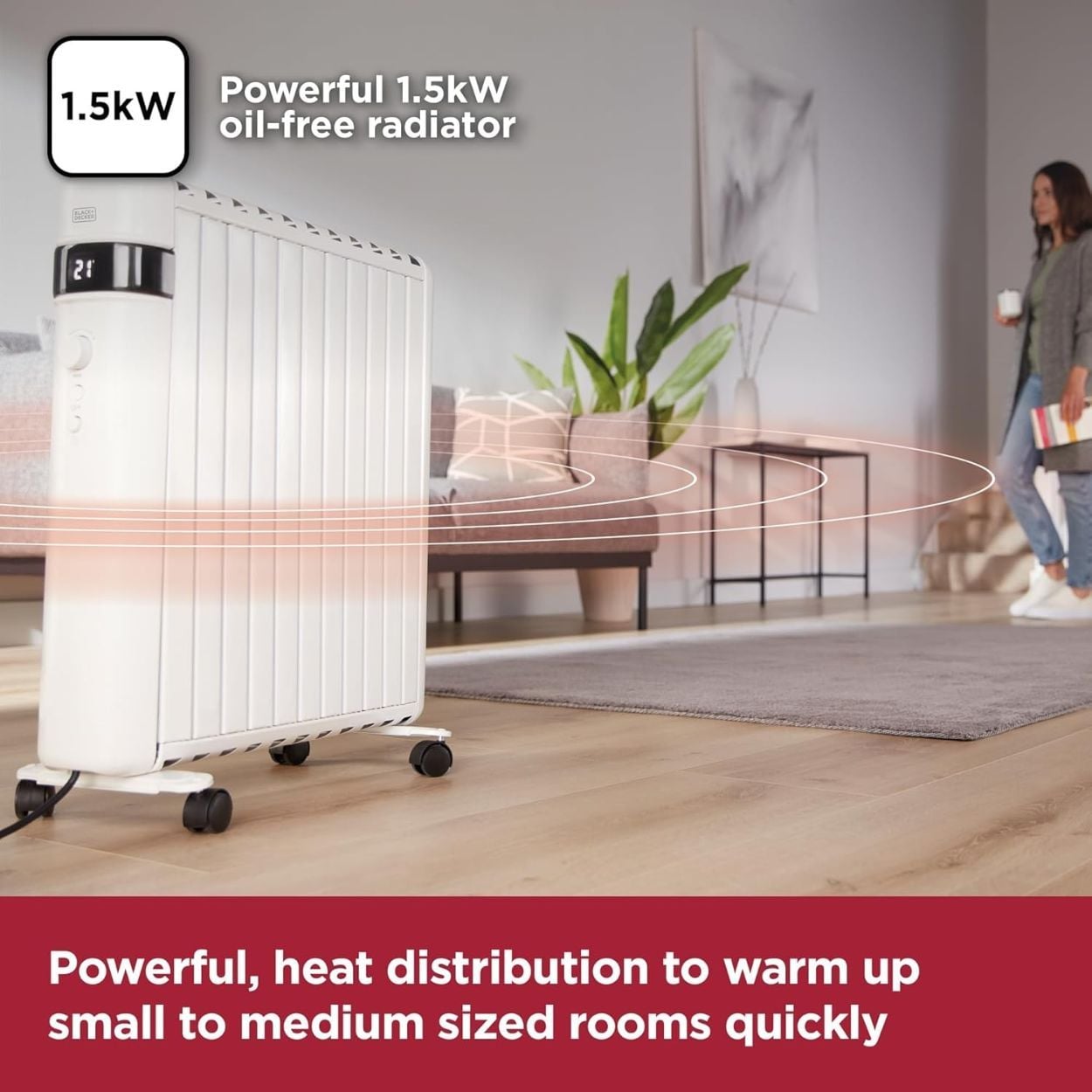 Black & Decker 1.5KW Smart Digital Oil Free Radiator