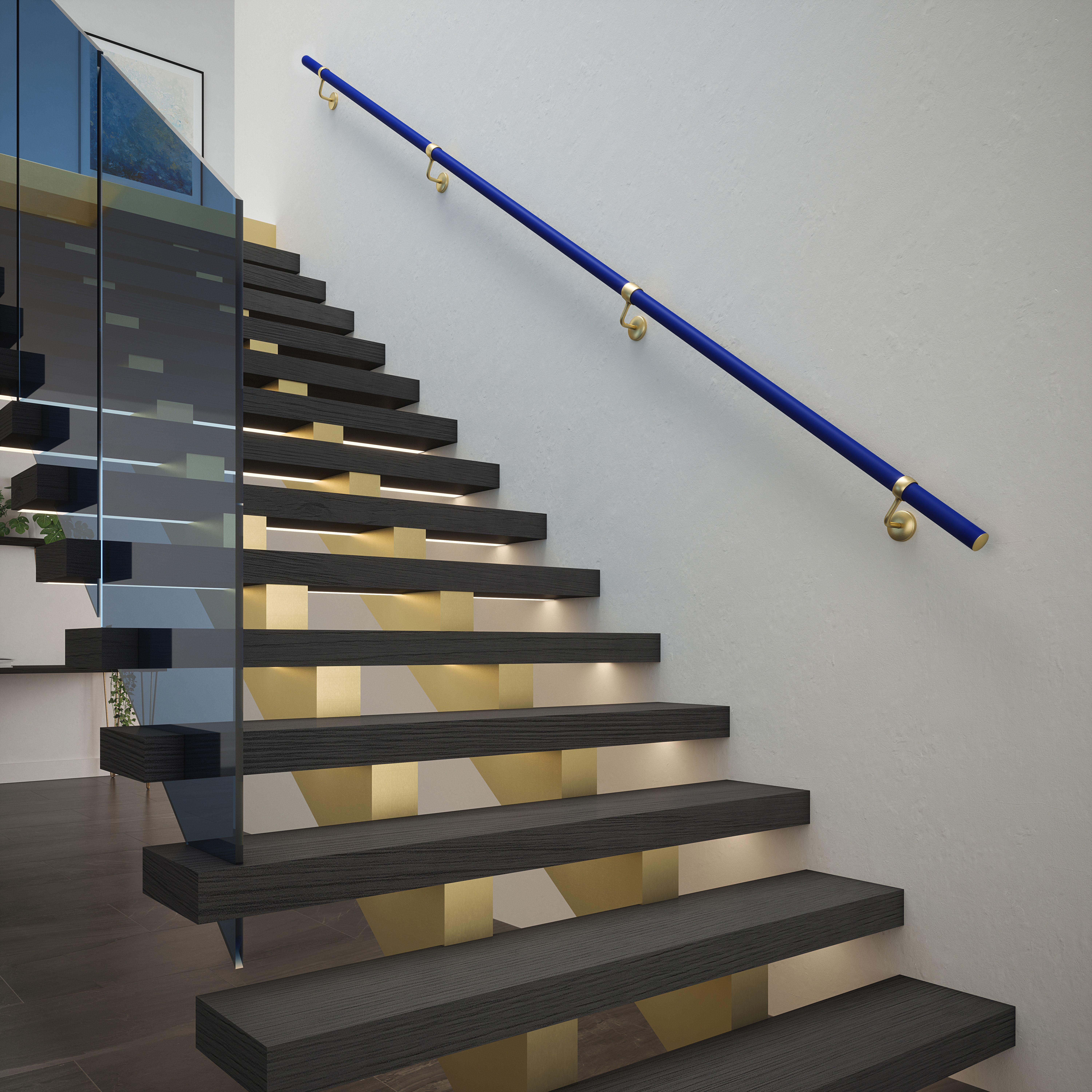 Rothley Deep Blue Stair Hand Rail Kit 3.6M