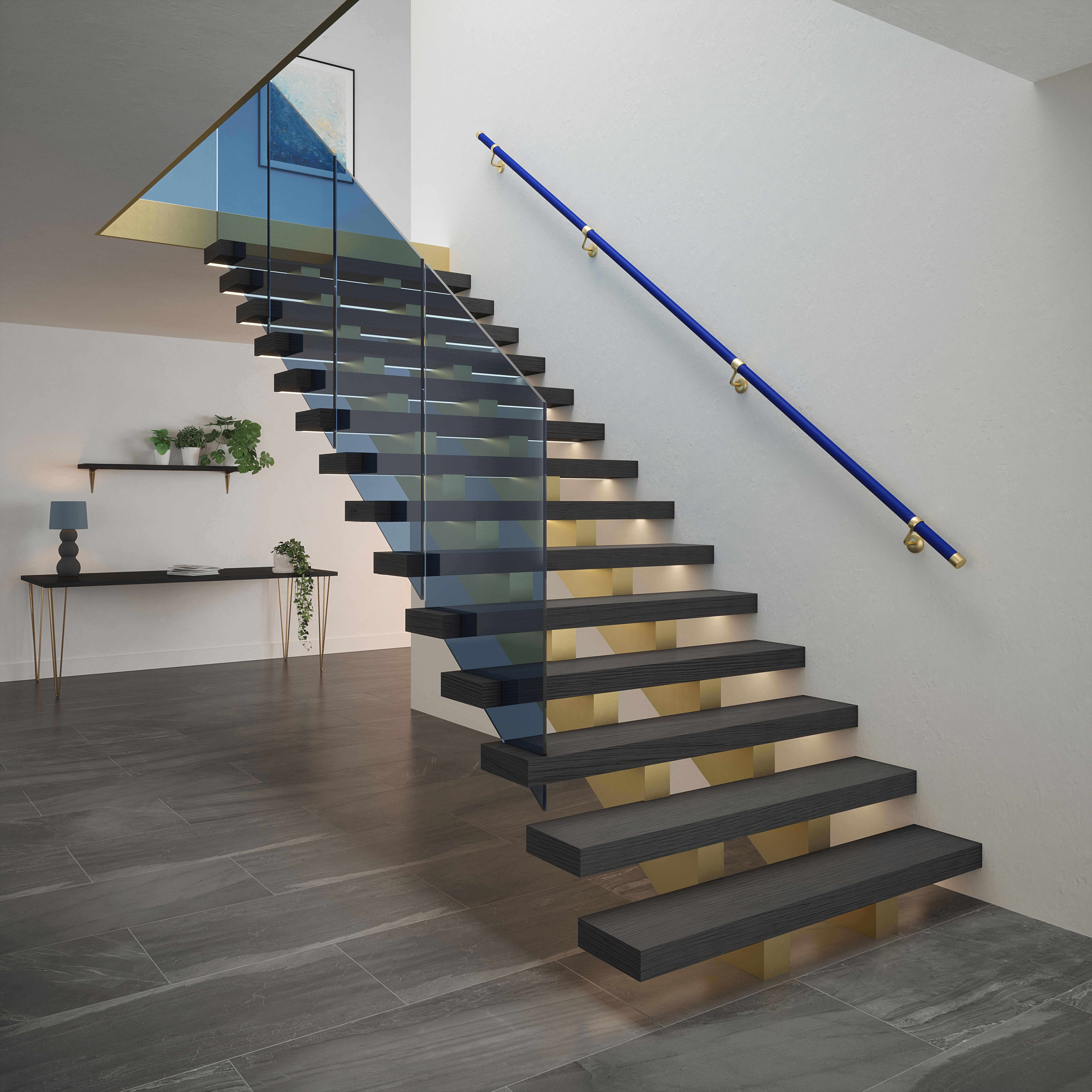 Rothley Deep Blue Stair Hand Rail Kit 3.6M