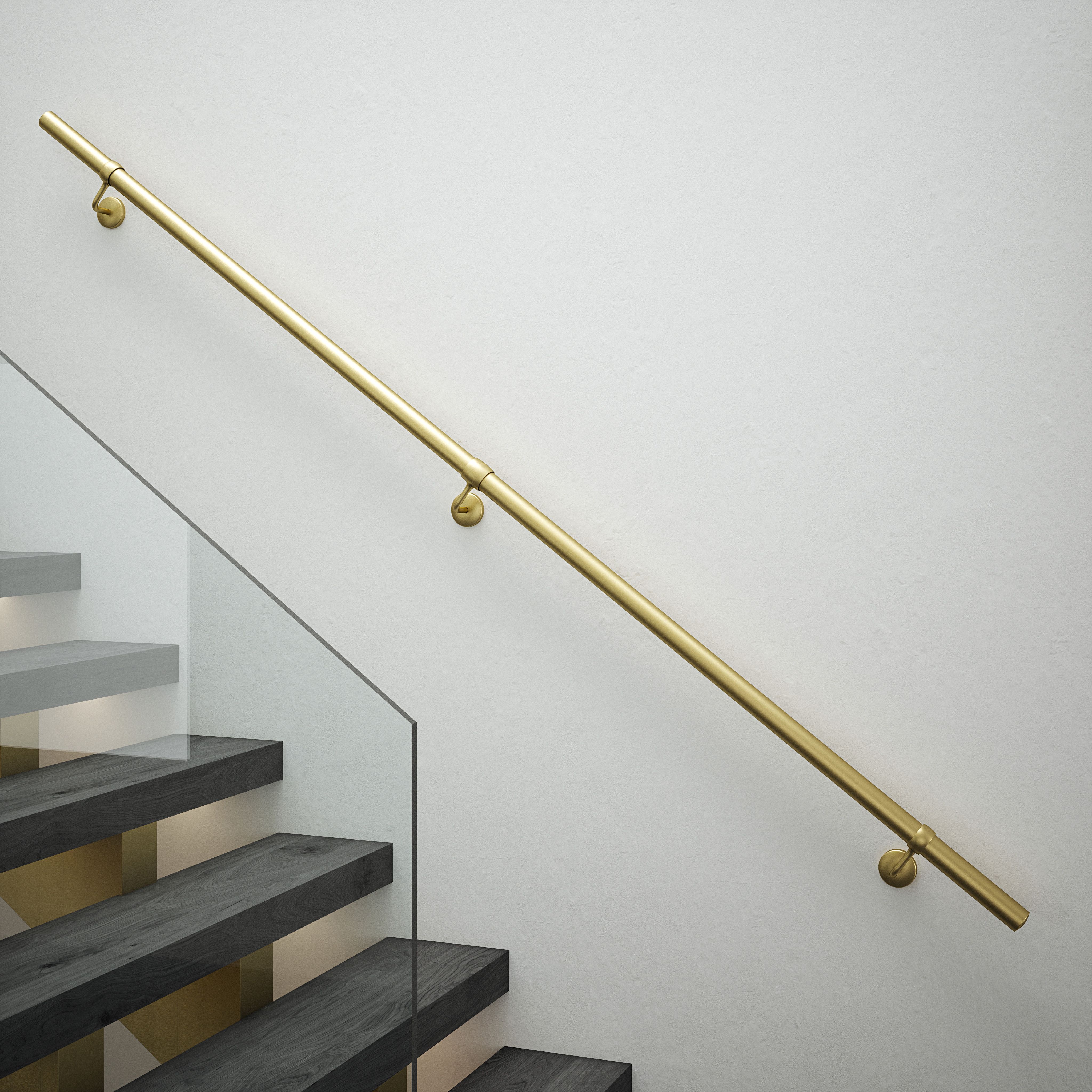 Rothley Satin Brass Stair Hand Rail Kit 2.4M