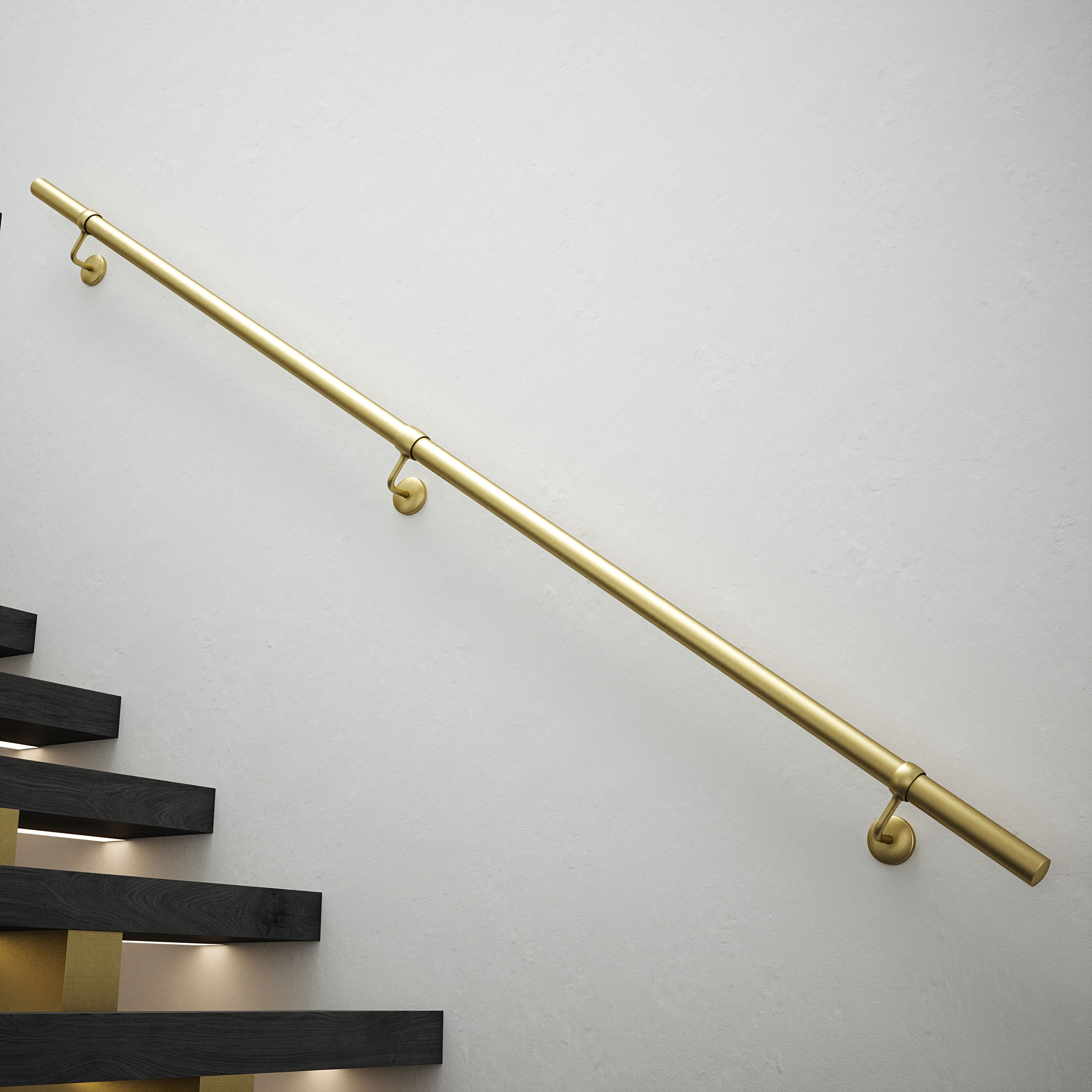 Rothley Satin Brass Stair Hand Rail Kit 2.4M