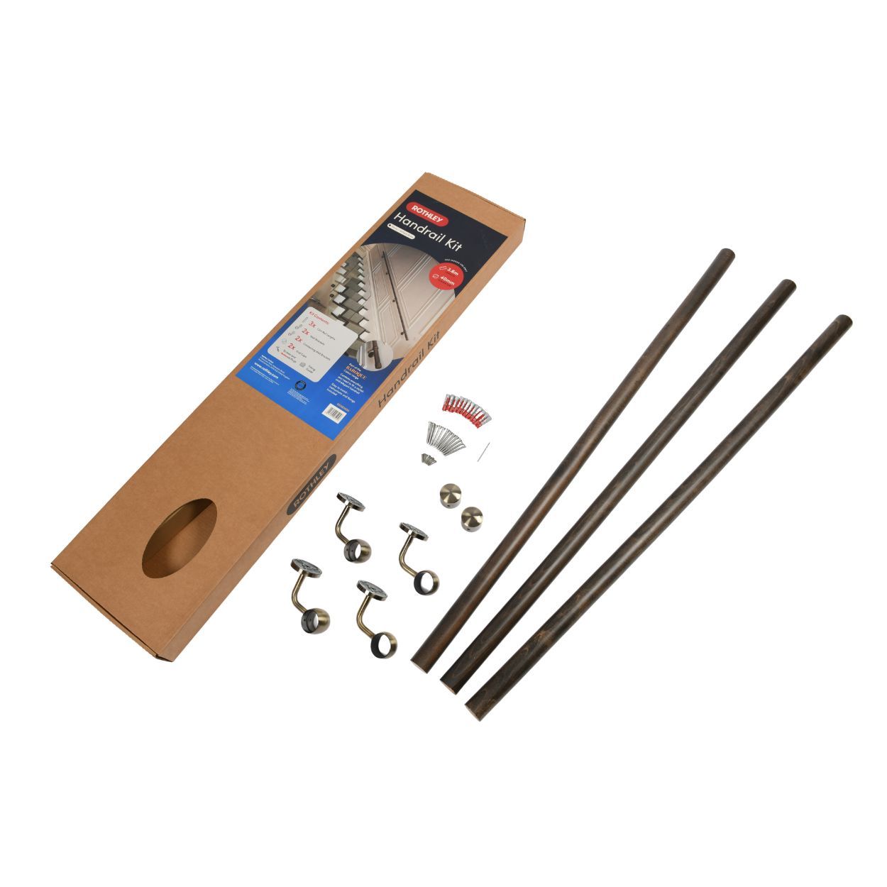 Rothley Stair Hand Rail Kit Ebony Wood 3.6M