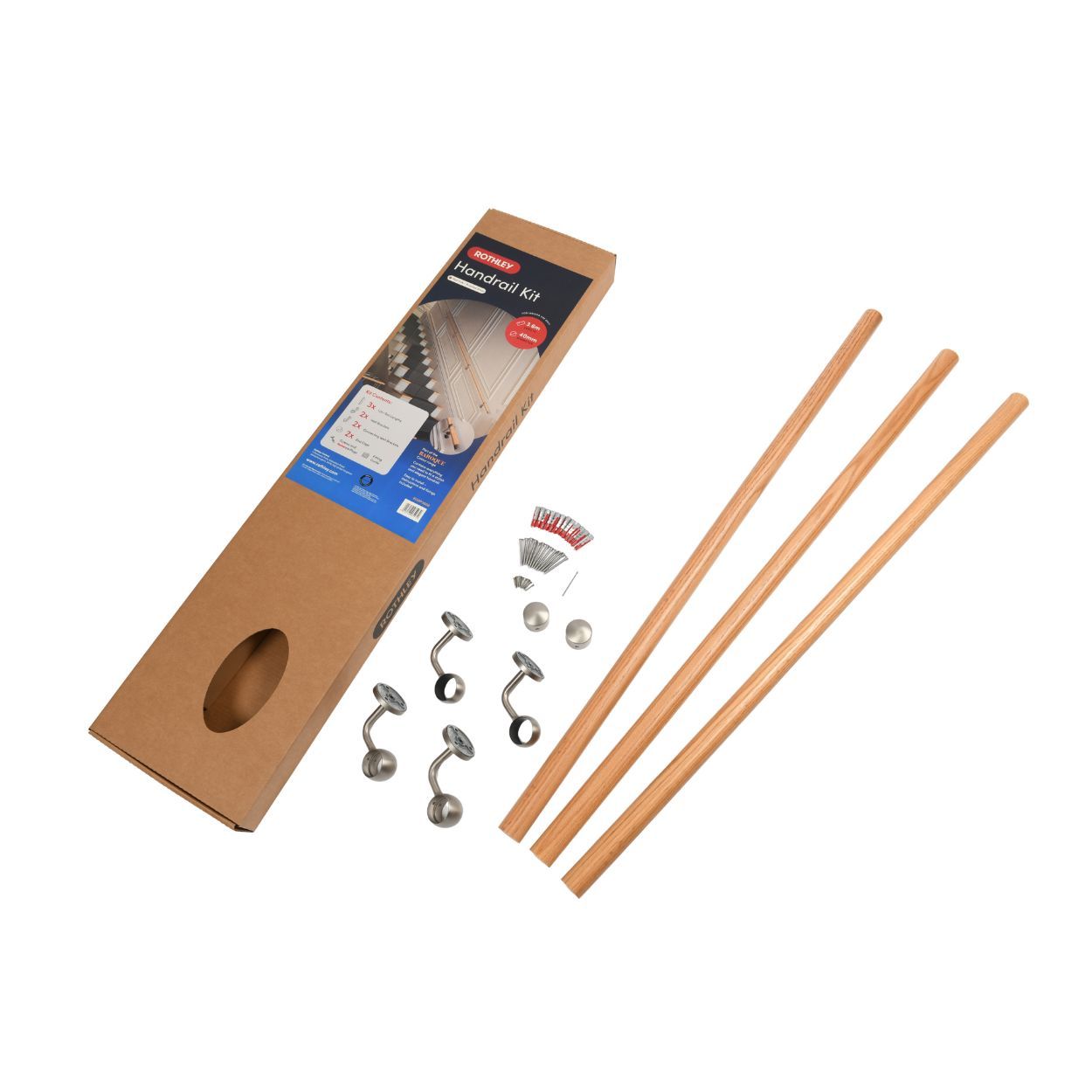 Rothley Stair Hand Rail Kit Oak Wood 3.6M