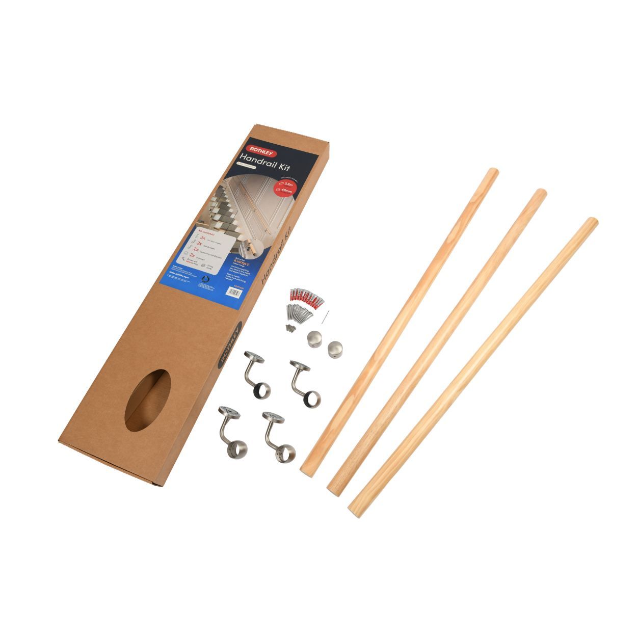 Rothley Stair Hand Rail Kit Pine Wood 3.6M
