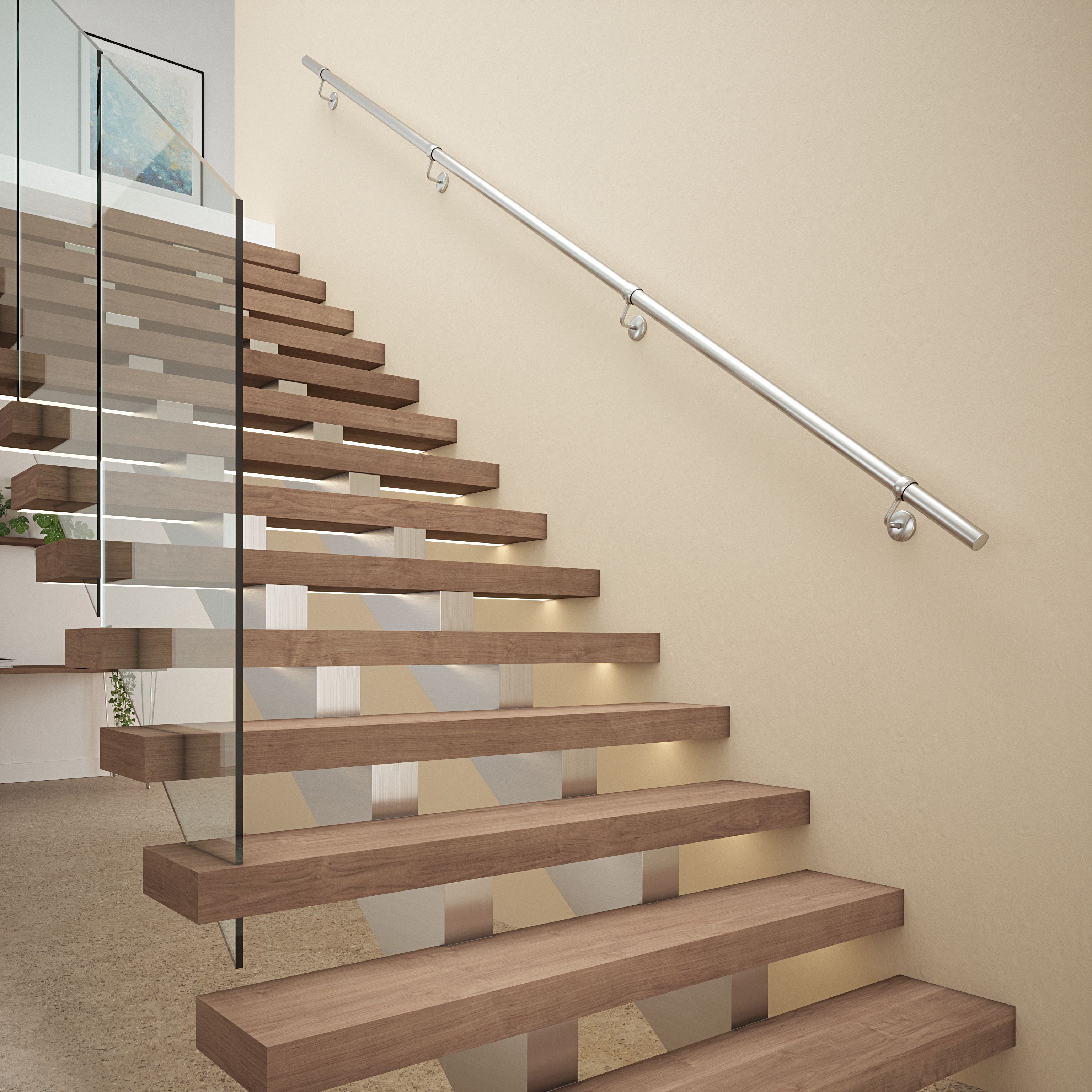 Rothley Brushed Stair Hand Rail Kit 3.6M