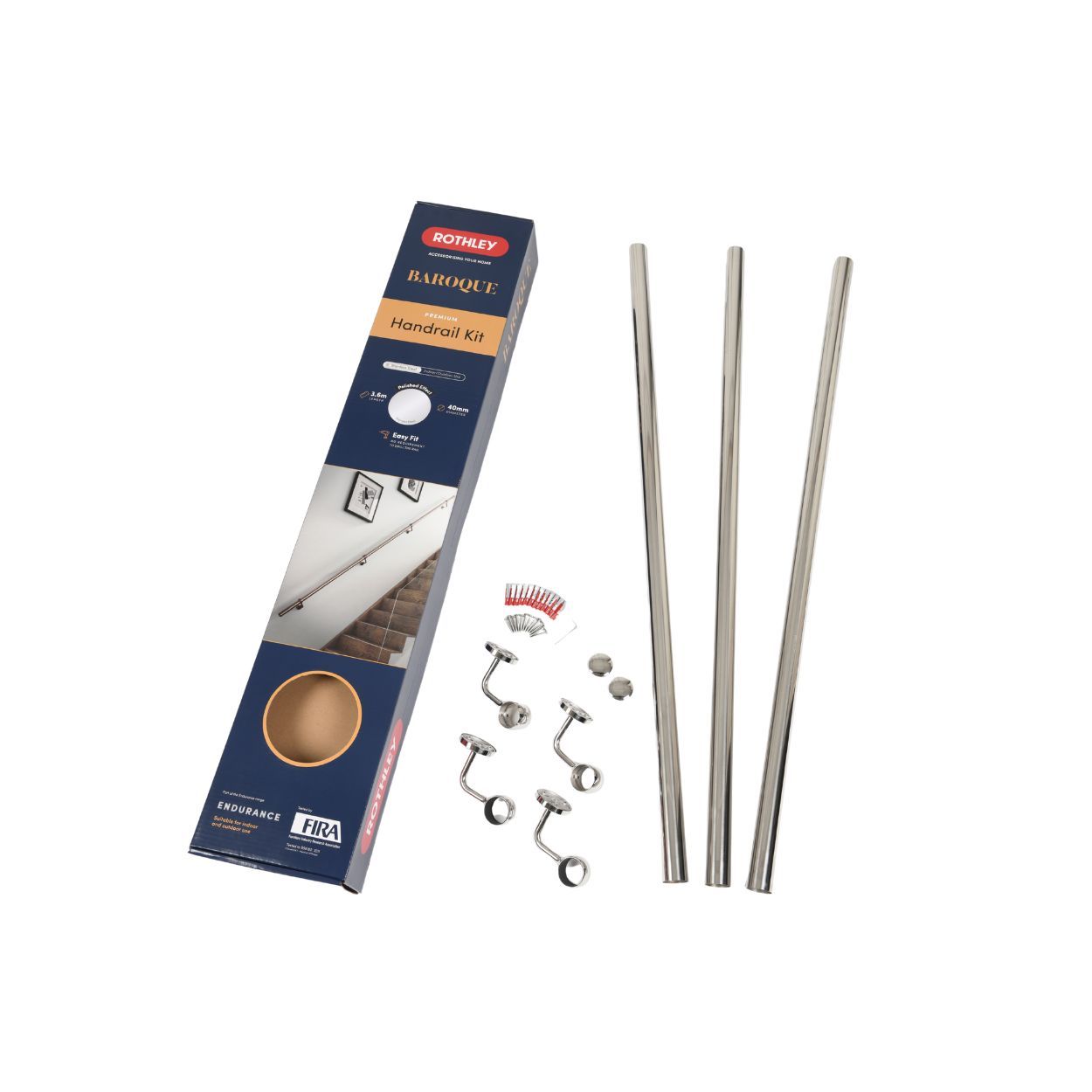 Rothley Polished Stair Hand Rail Kit 3.6M