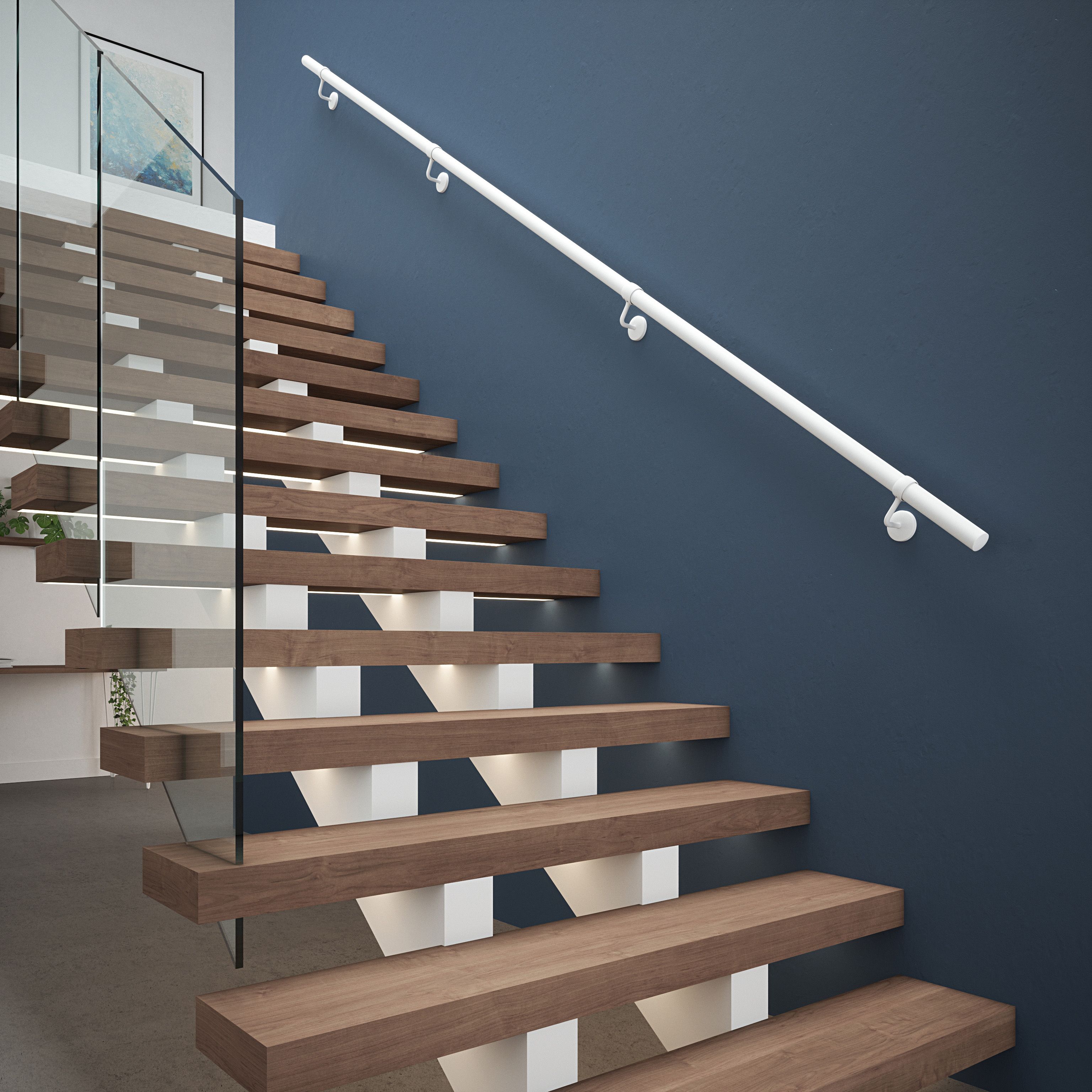 Rothley Matt White Stair Hand Rail Kit 3.6M