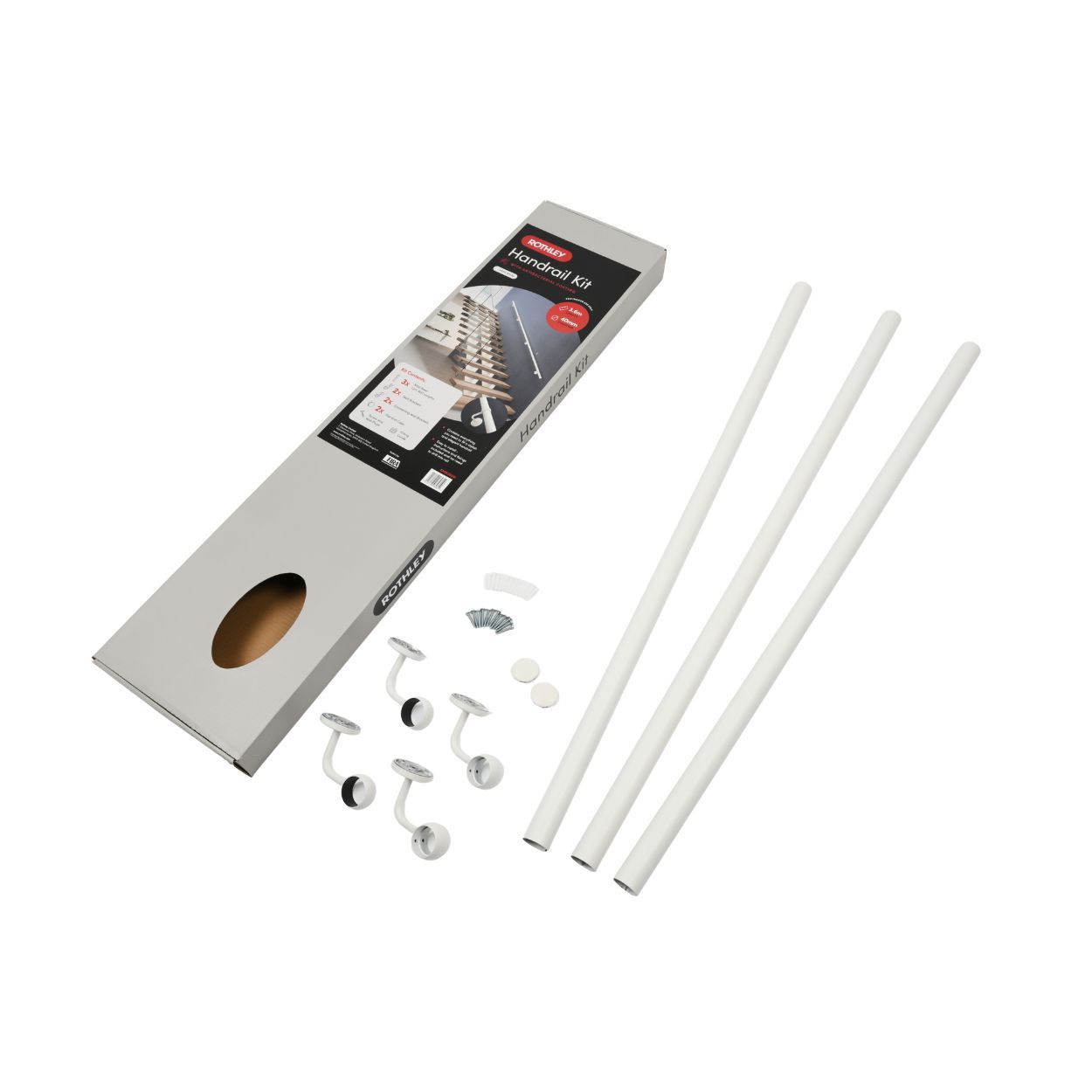 Rothley Matt White Stair Hand Rail Kit 3.6M