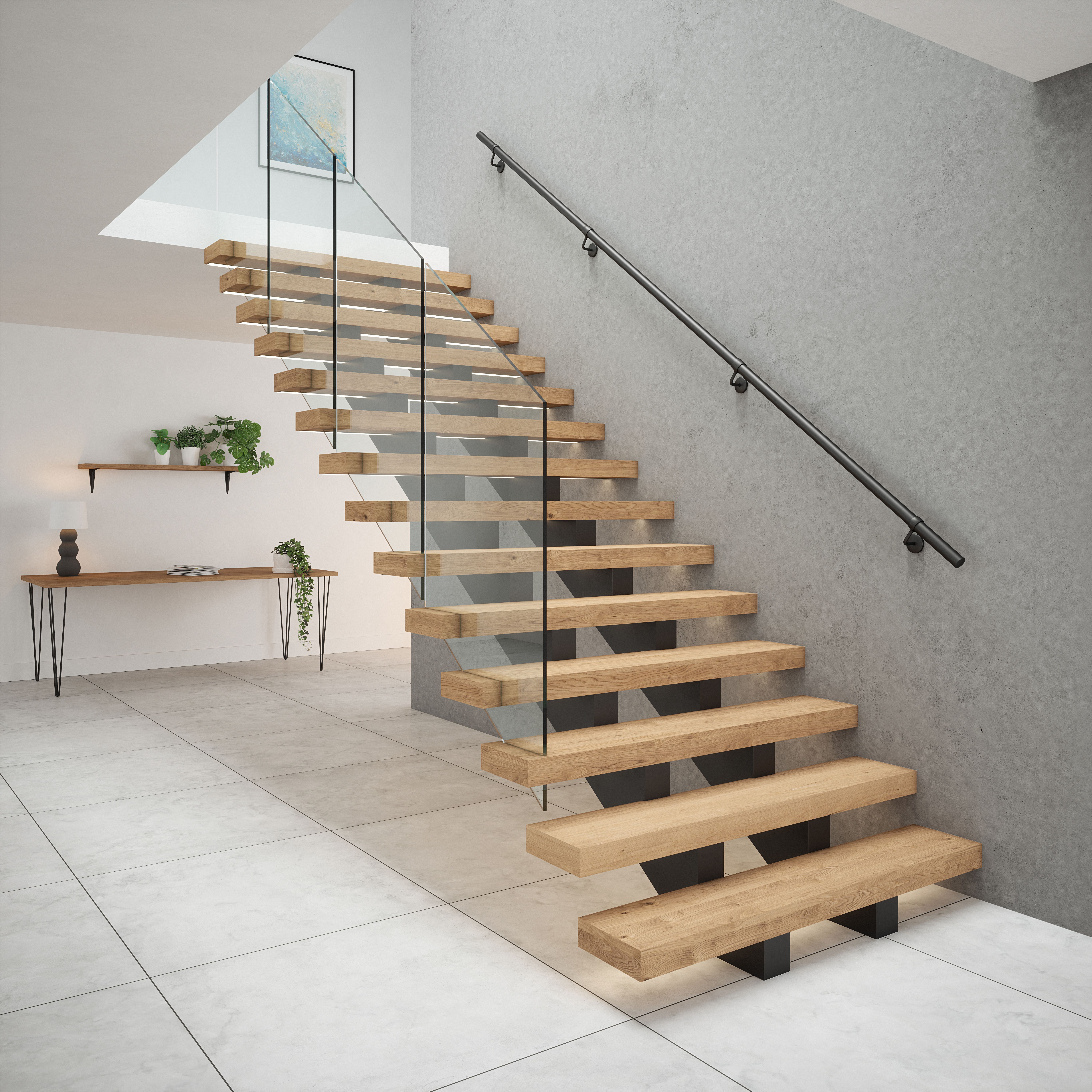 Rothley Matt Black Stair Hand Rail Kit 3.6M