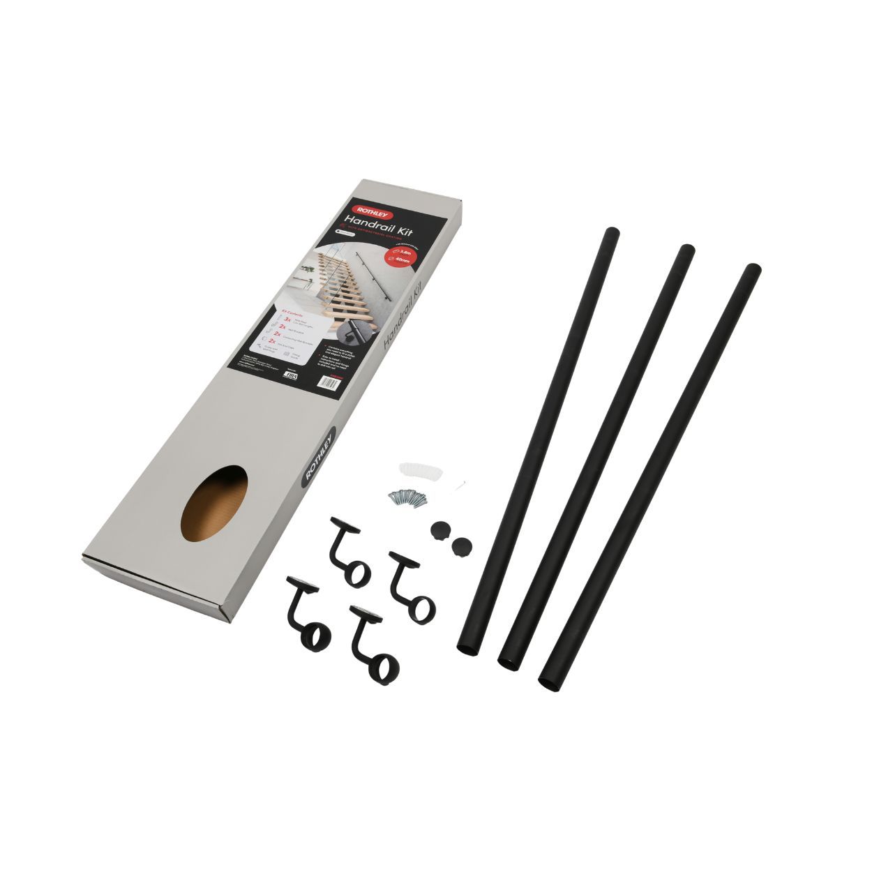 Rothley Matt Black Stair Hand Rail Kit 3.6M