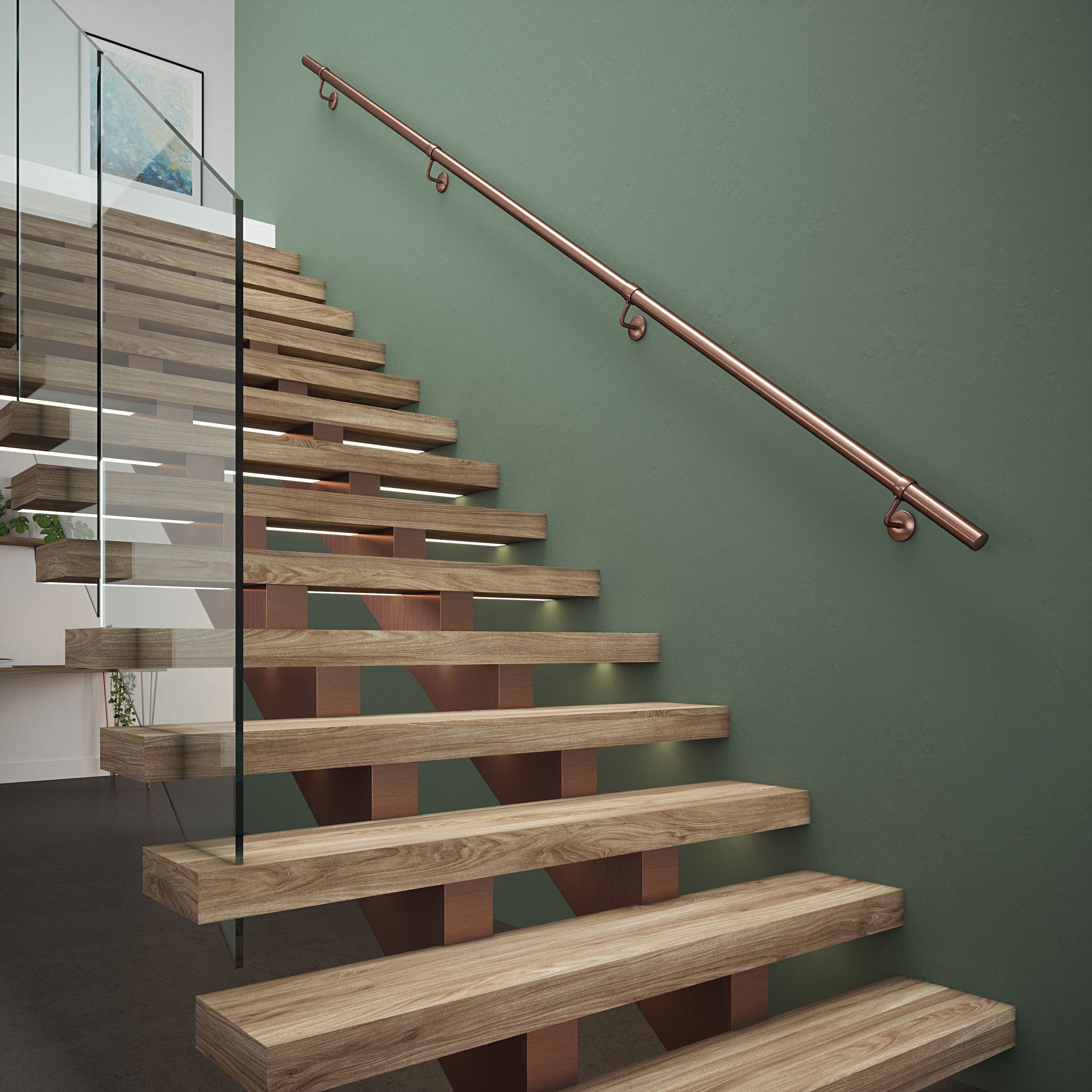 Rothley Antique Copper Stair Hand Rail Kit 3.6M