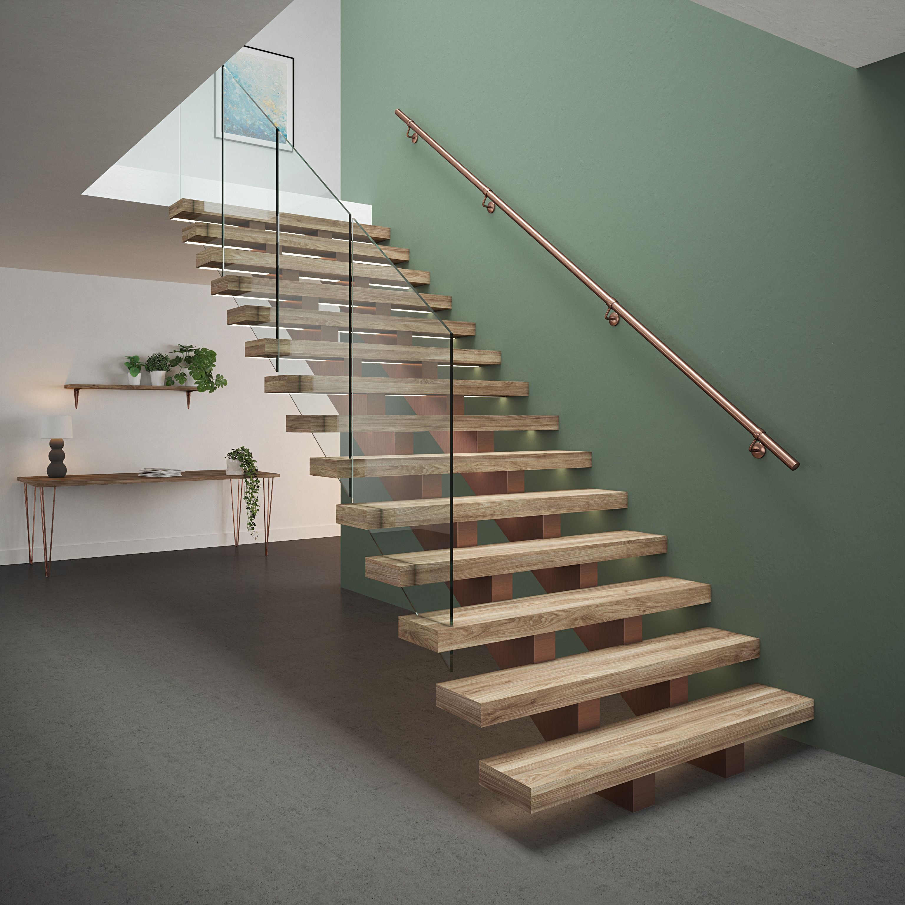 Rothley Antique Copper Stair Hand Rail Kit 3.6M