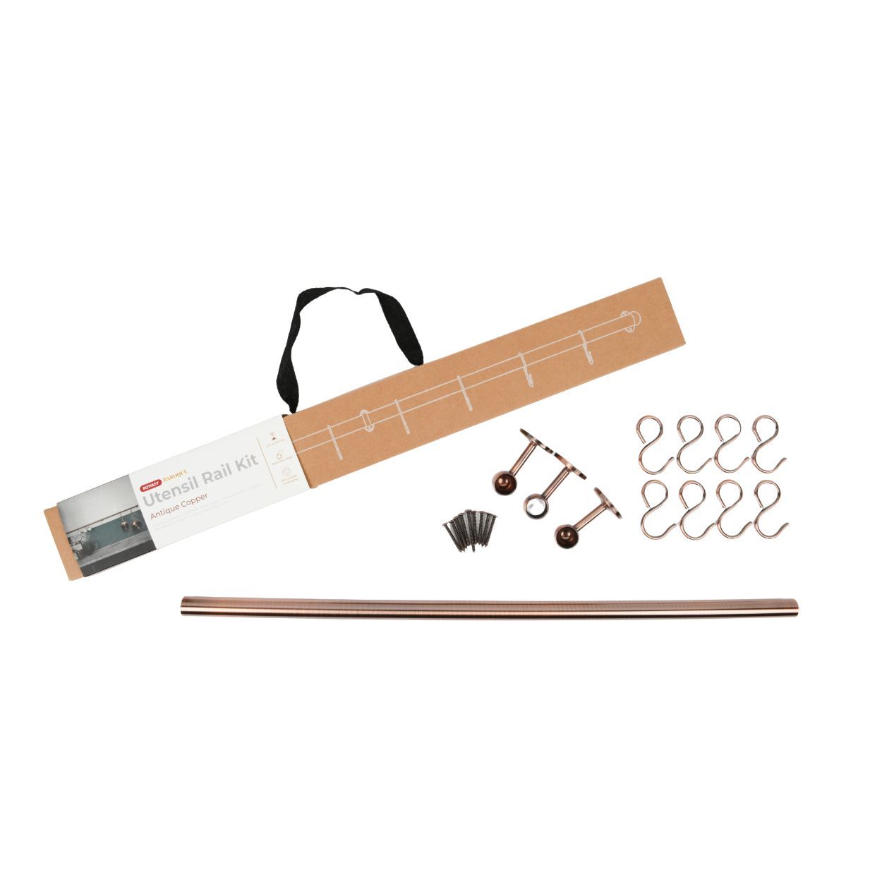 Rothley Utensil Rail Antique Copper 19 x 600mm