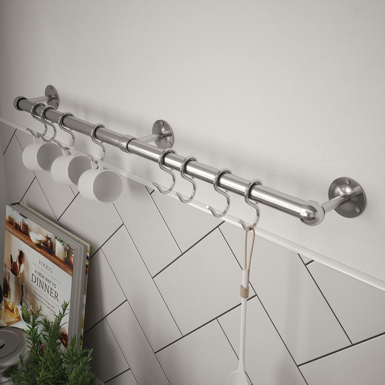 Rothley Utensil Rail Brushed 19 x 600mm