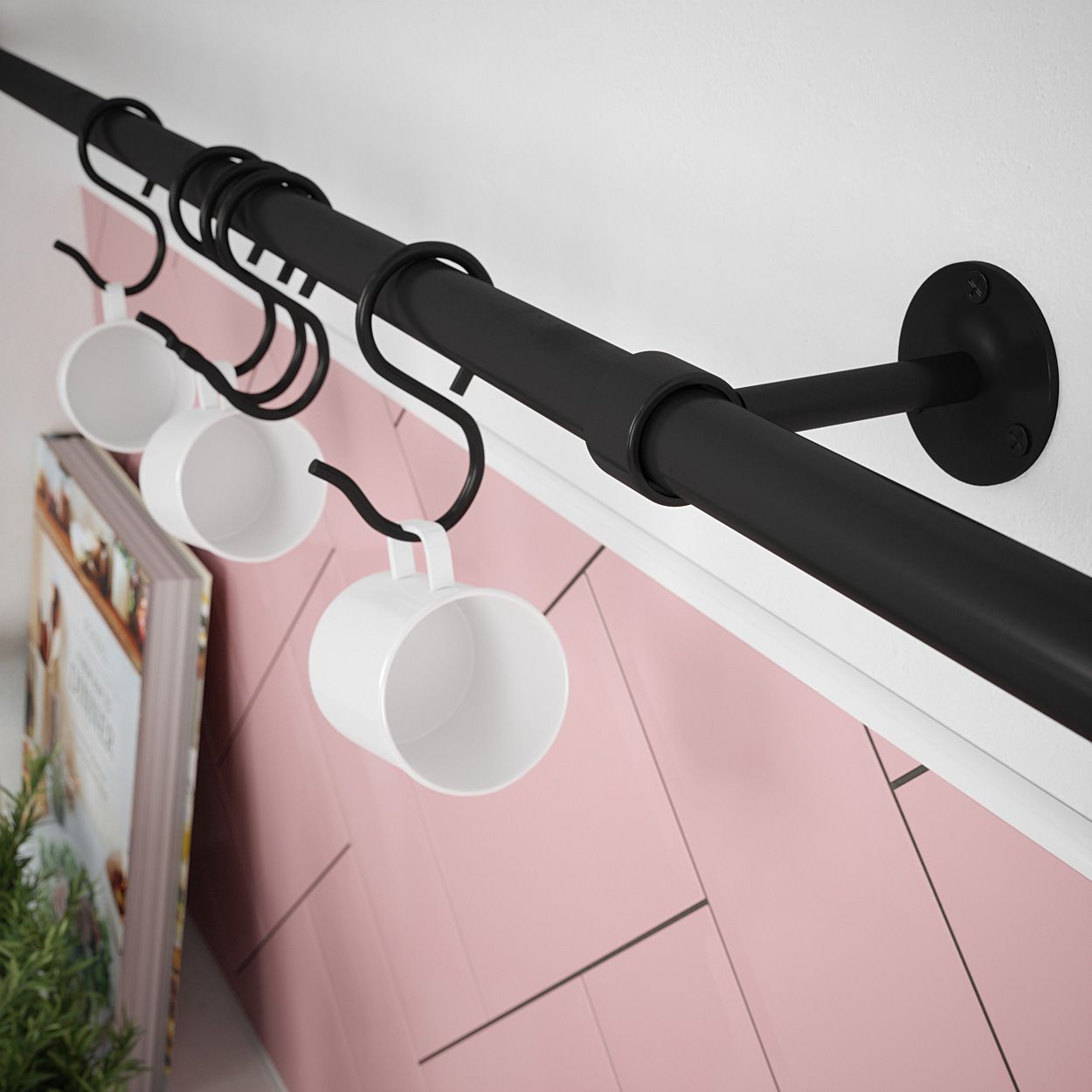 Rothley Utensil Rail Matt Black 19 x 600mm