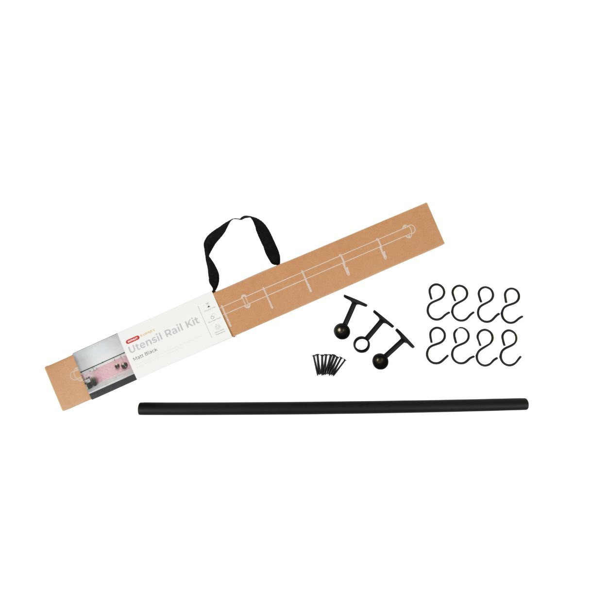 Rothley Utensil Rail Matt Black 19 x 600mm