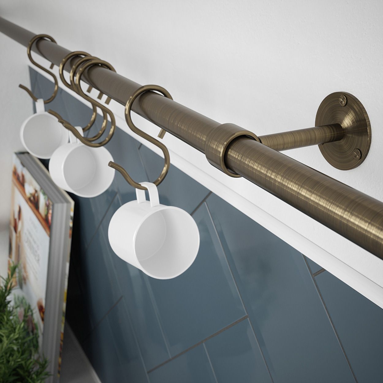 Rothley Utensil Rail Antique Brass 19 x 1000mm