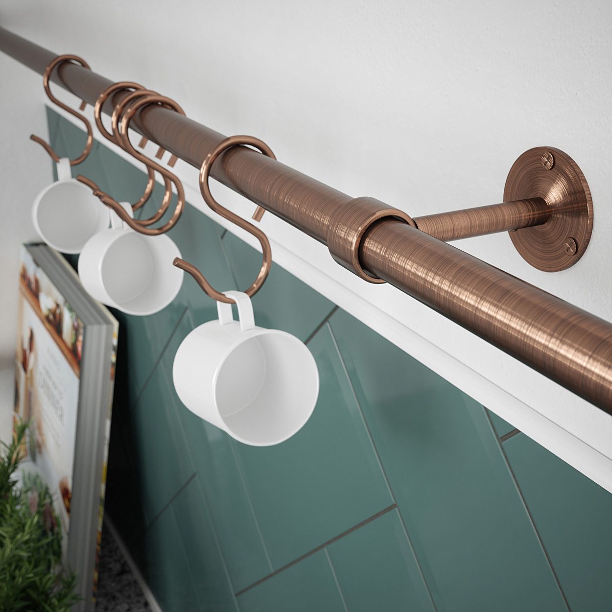 Rothley Utensil Rail Antique Copper 19 x 1000mm