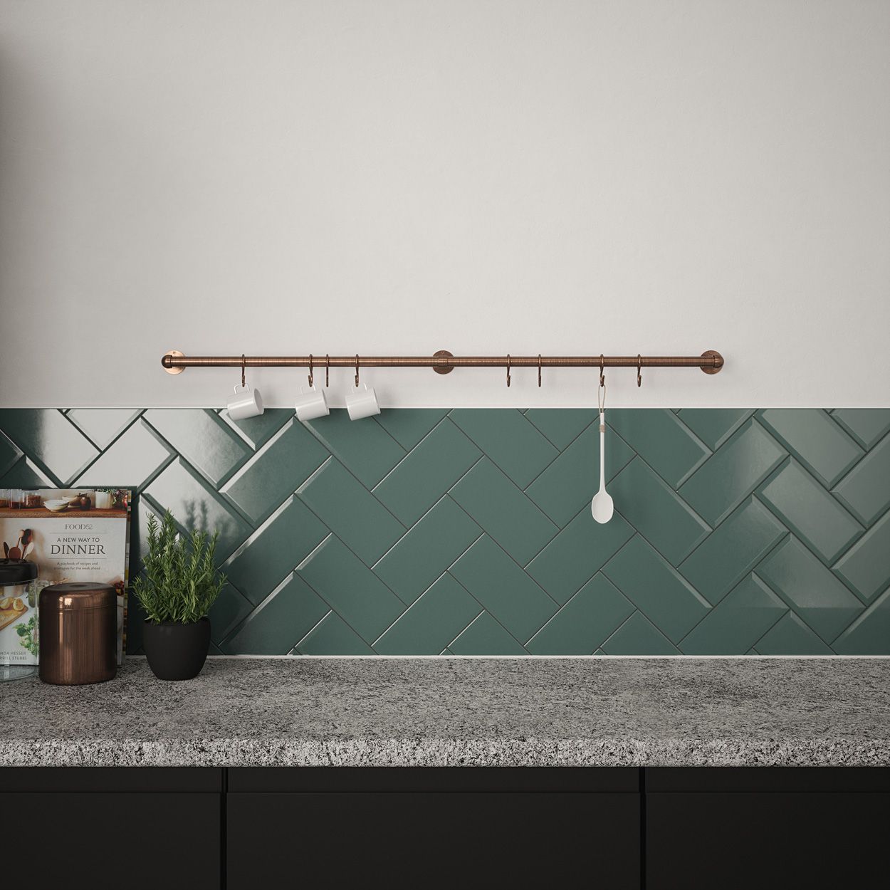 Rothley Utensil Rail Antique Copper 19 x 1000mm
