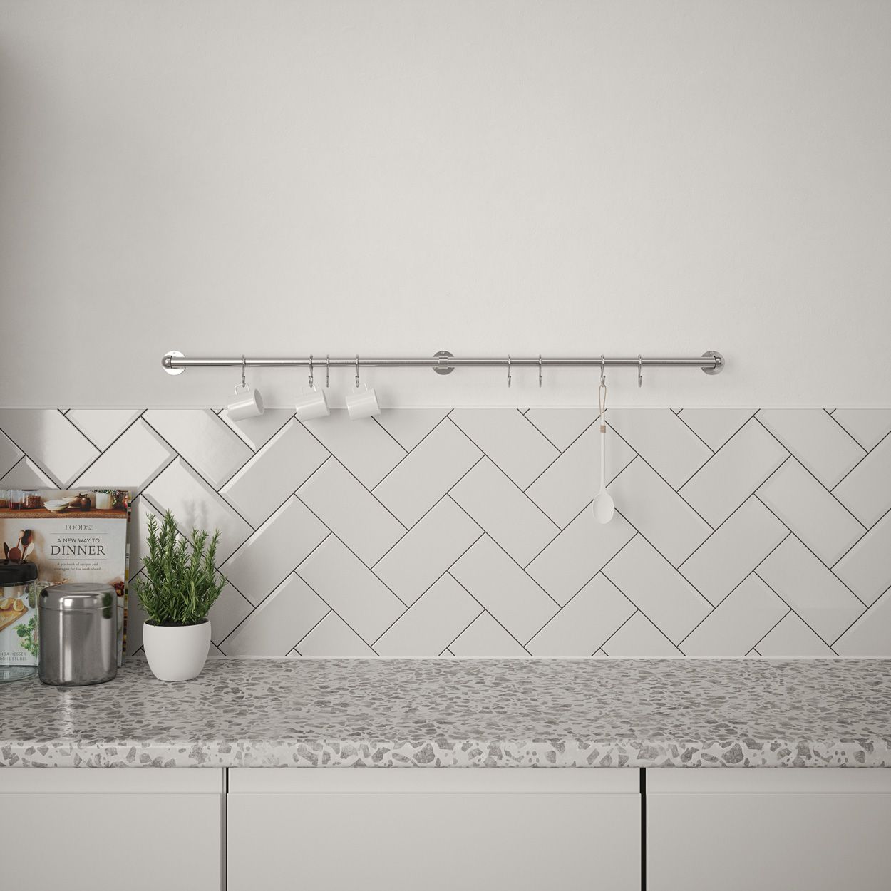 Rothley Utensil Rail Brushed 19 x 1000mm