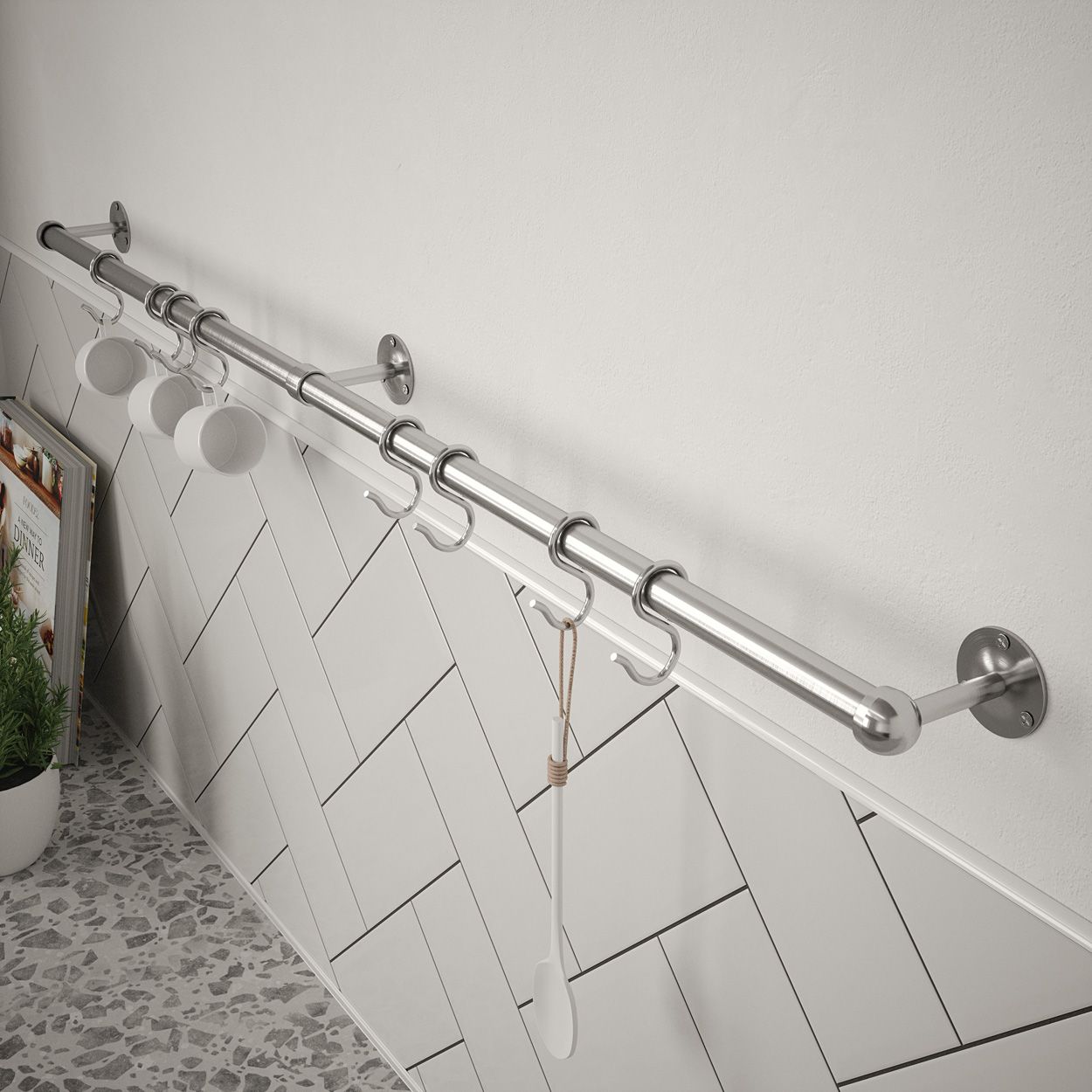 Rothley Utensil Rail Brushed 19 x 1000mm