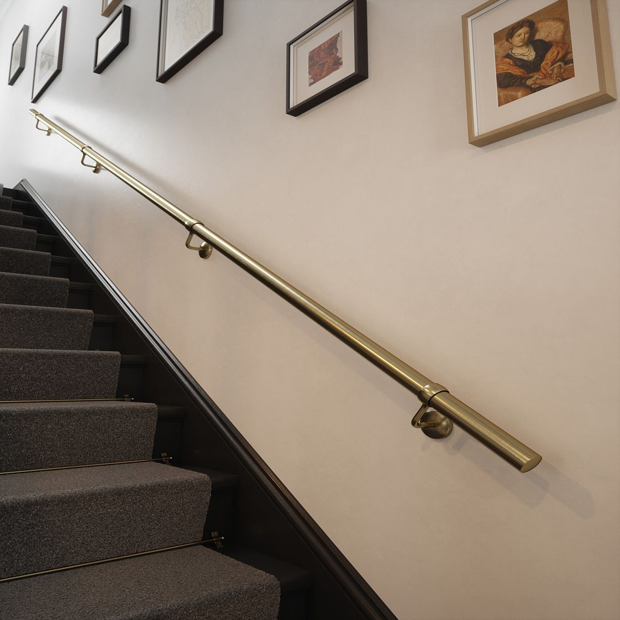 Forgeworks Satin Brass Stair Hand Rail Kit 3.6M
