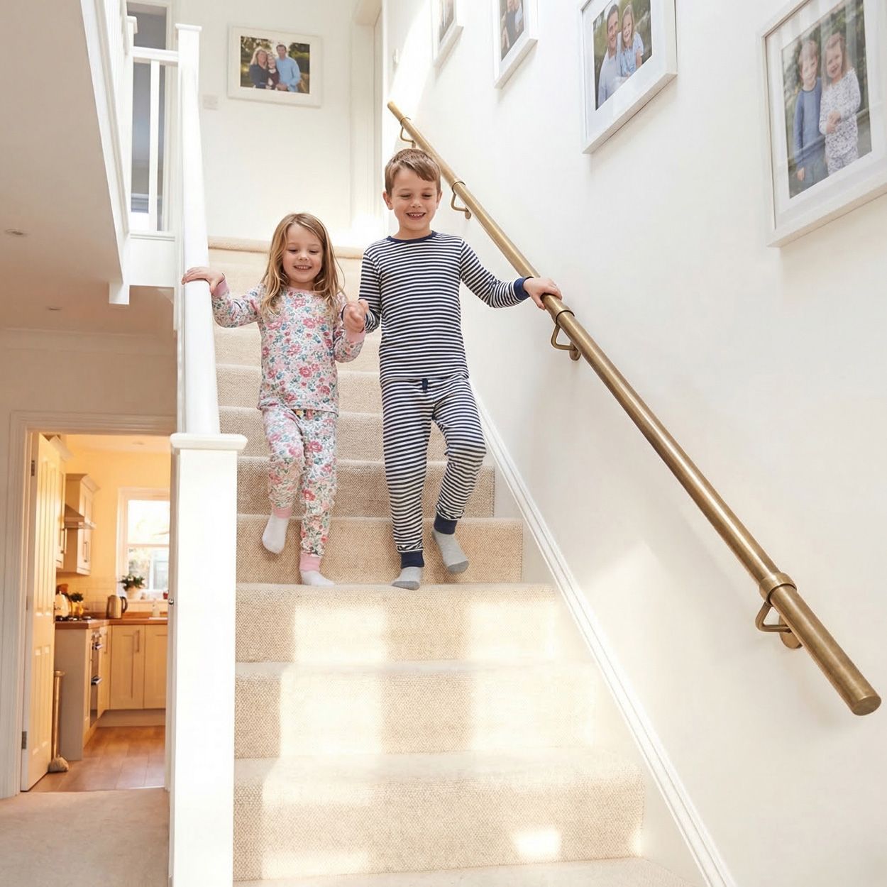 Forgeworks Satin Brass Stair Hand Rail Kit 3.6M