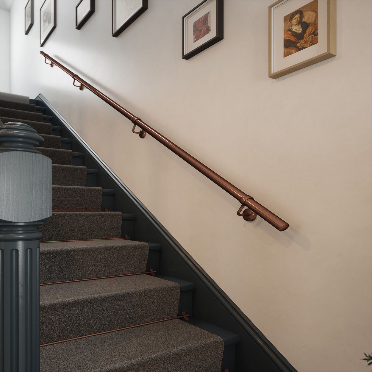 Forgeworks Antique Copper Stair Hand Rail Kit 2.4M