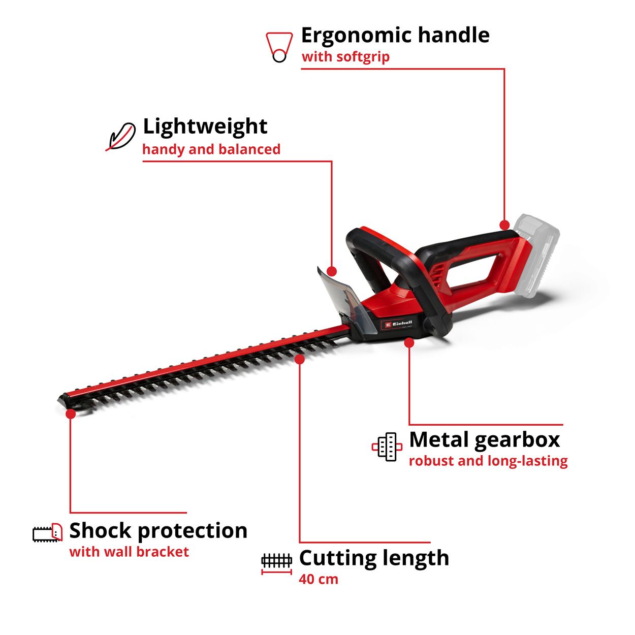 Einhell Cordless Hedge Trimmer GC-CH Li Solo With Battery