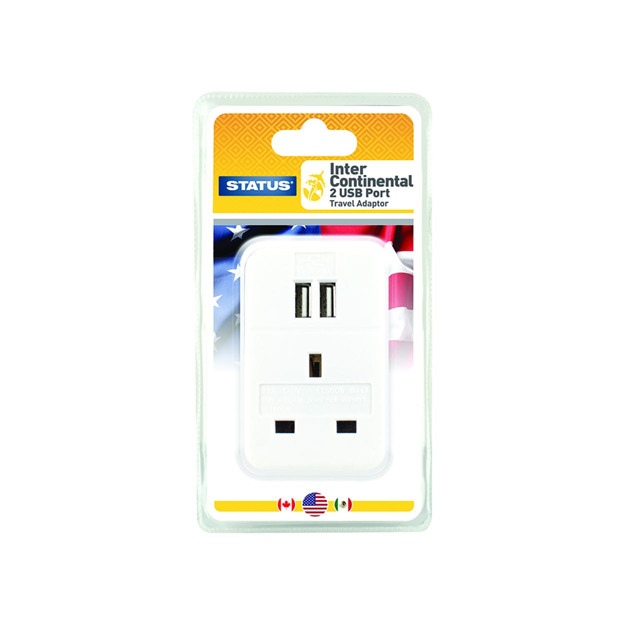 Status USA - Intercontinental Adaptor with 2 x USB