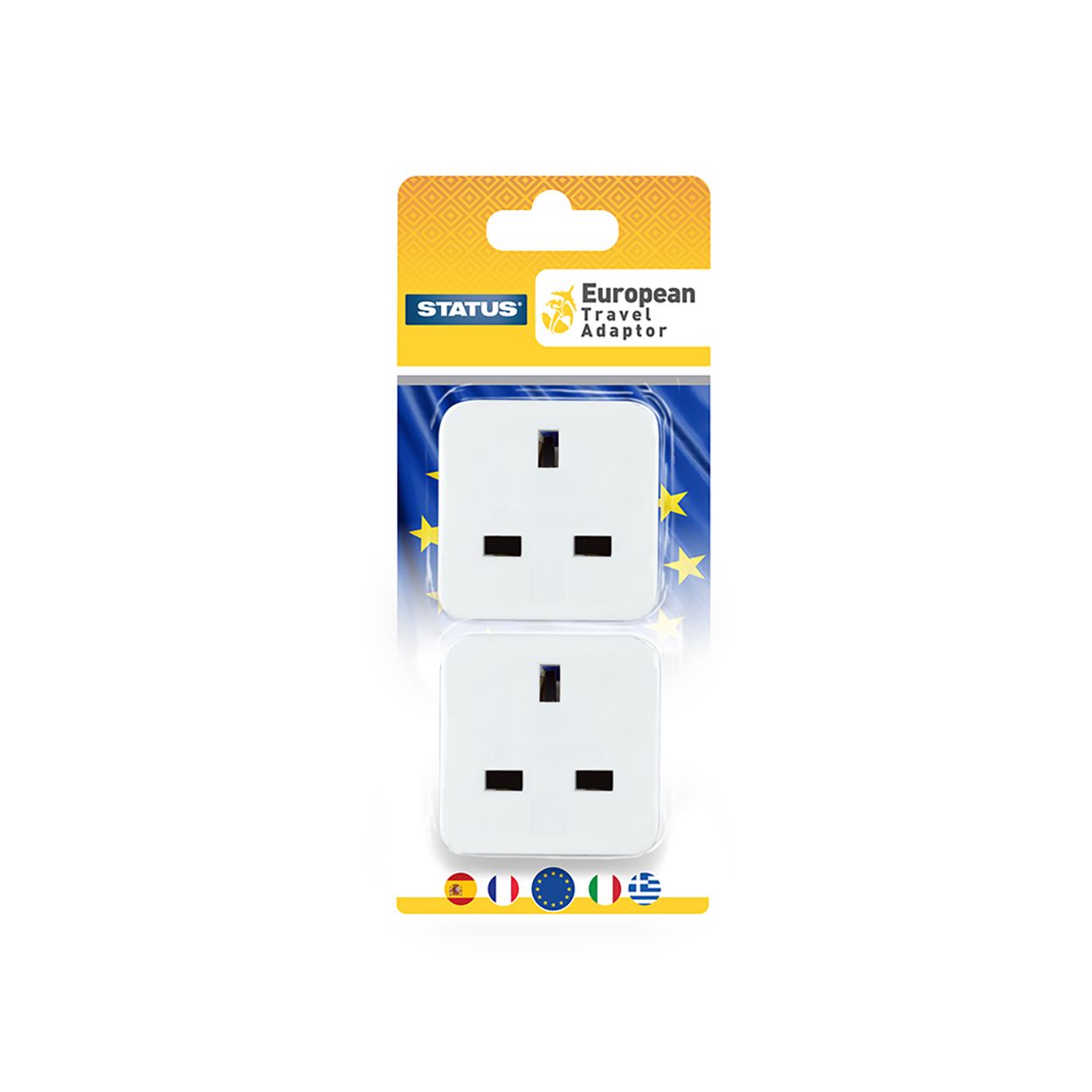 Status European Travel Adaptor White 2 Pk