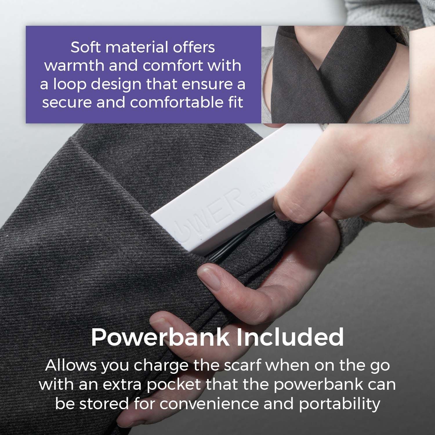 Heated Neck Scarf Grey
