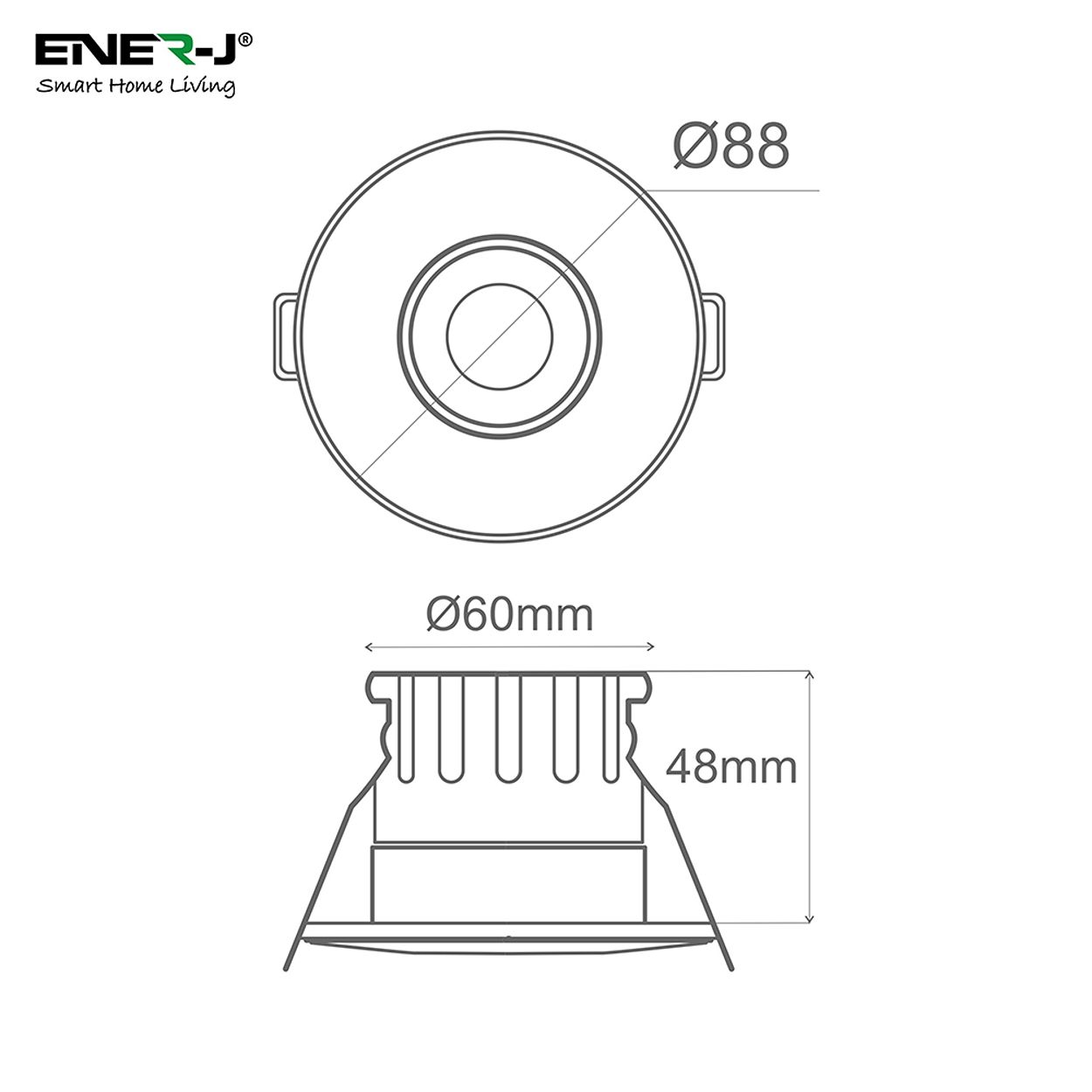 Ener-J Smart Fire Rated Downlight 8W Cct Dimmable Ip65 White 240V