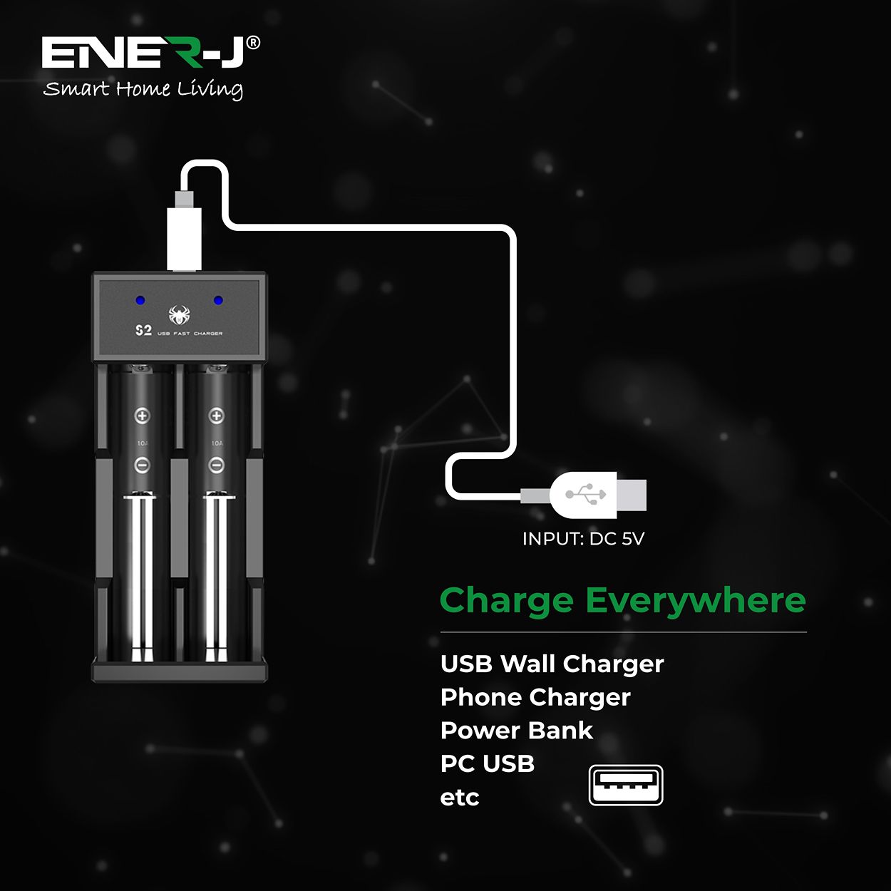 Britwall Usb Fast Charger For Rechargeable Batteries