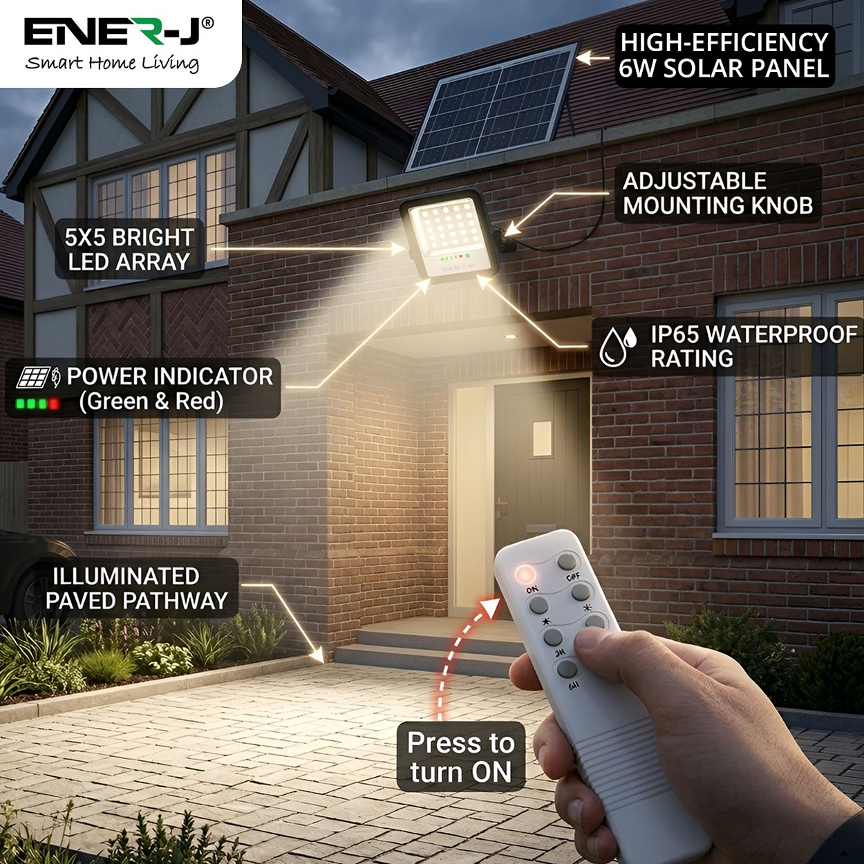 Britwall 50W Led Floodlights With Solar Panels, 6W Solar Panel, 5Ah Battery, 600 Lumens