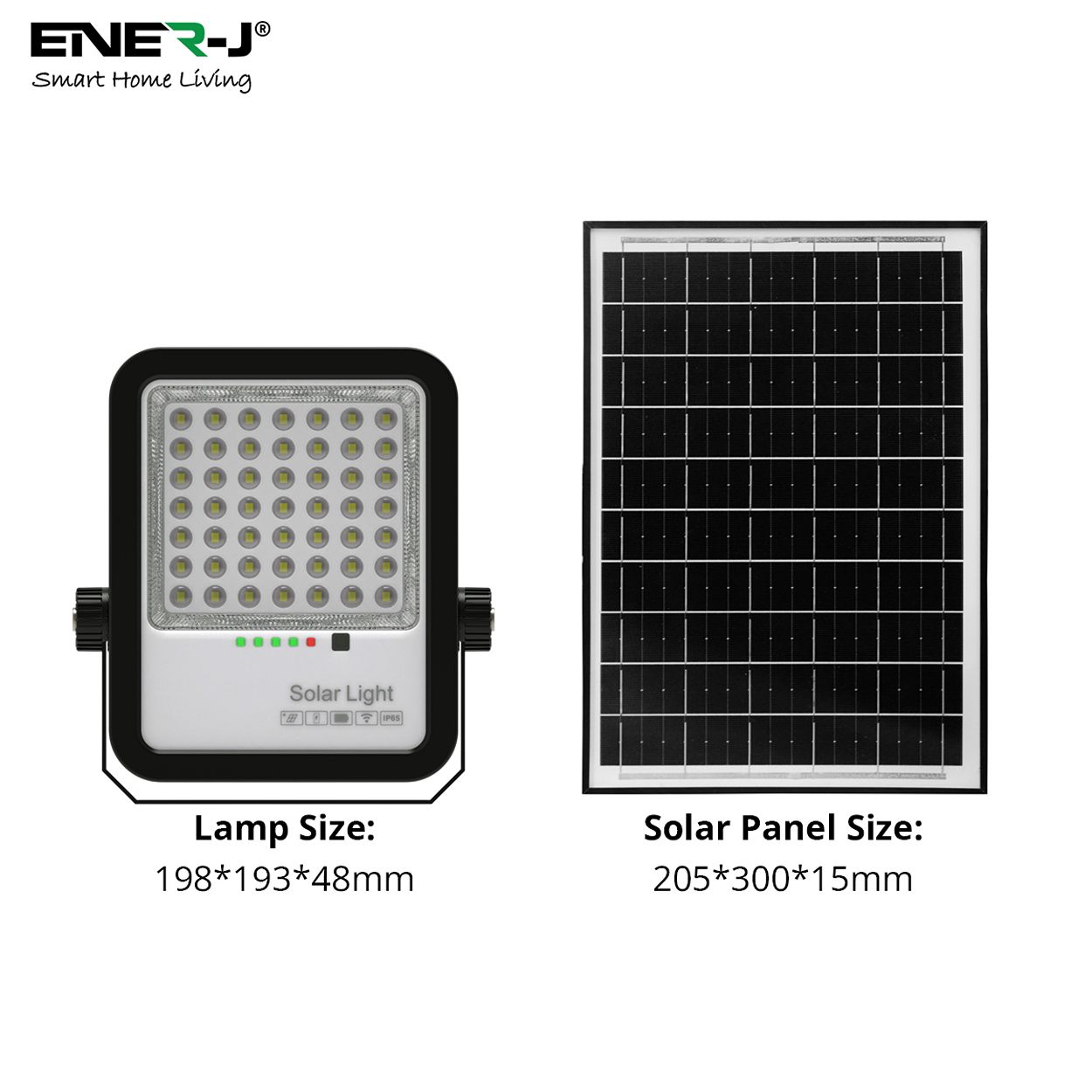 Ener-J 100W Led Floodlights With Solar Panels, 10W Solar Panel, 10Ah Battery, 1200 Lumens