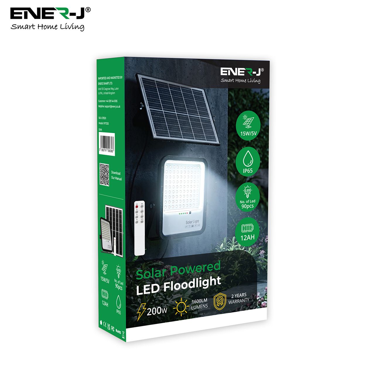 Britwall 200W Led Floodlights With Solar Panels, 20W Solar Panel, 20Ah Battery, 2200 Lumens
