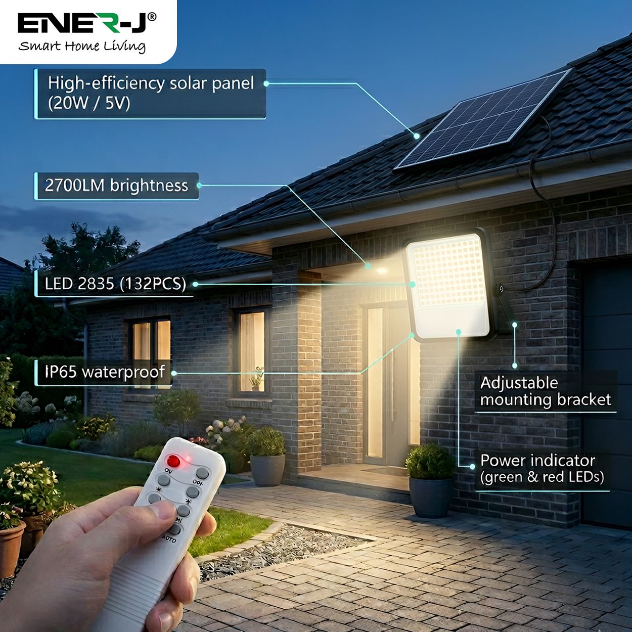 Britwall 300W Led Floodlights With Solar Panels, 30W Solar Panel, 30Ah Battery, 3300 Lumens
