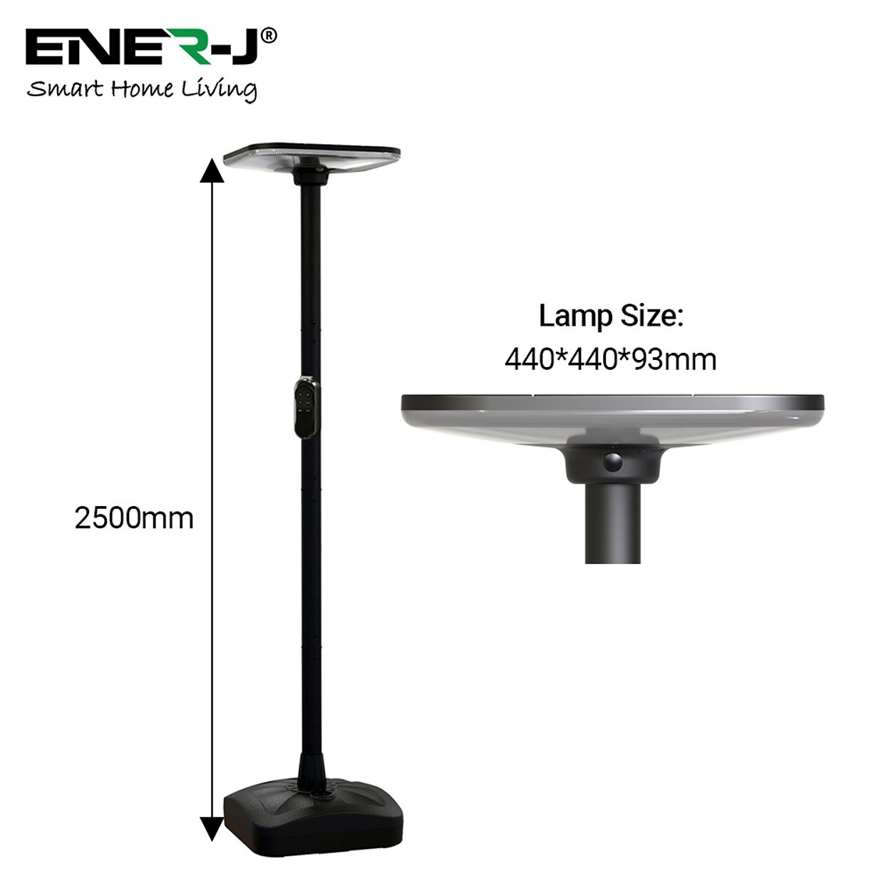 Ener - J 240W Pir Solar Garden Light With Water Tank Stand 25W Solar Panel 24Ah Battery Cct Switchable Black