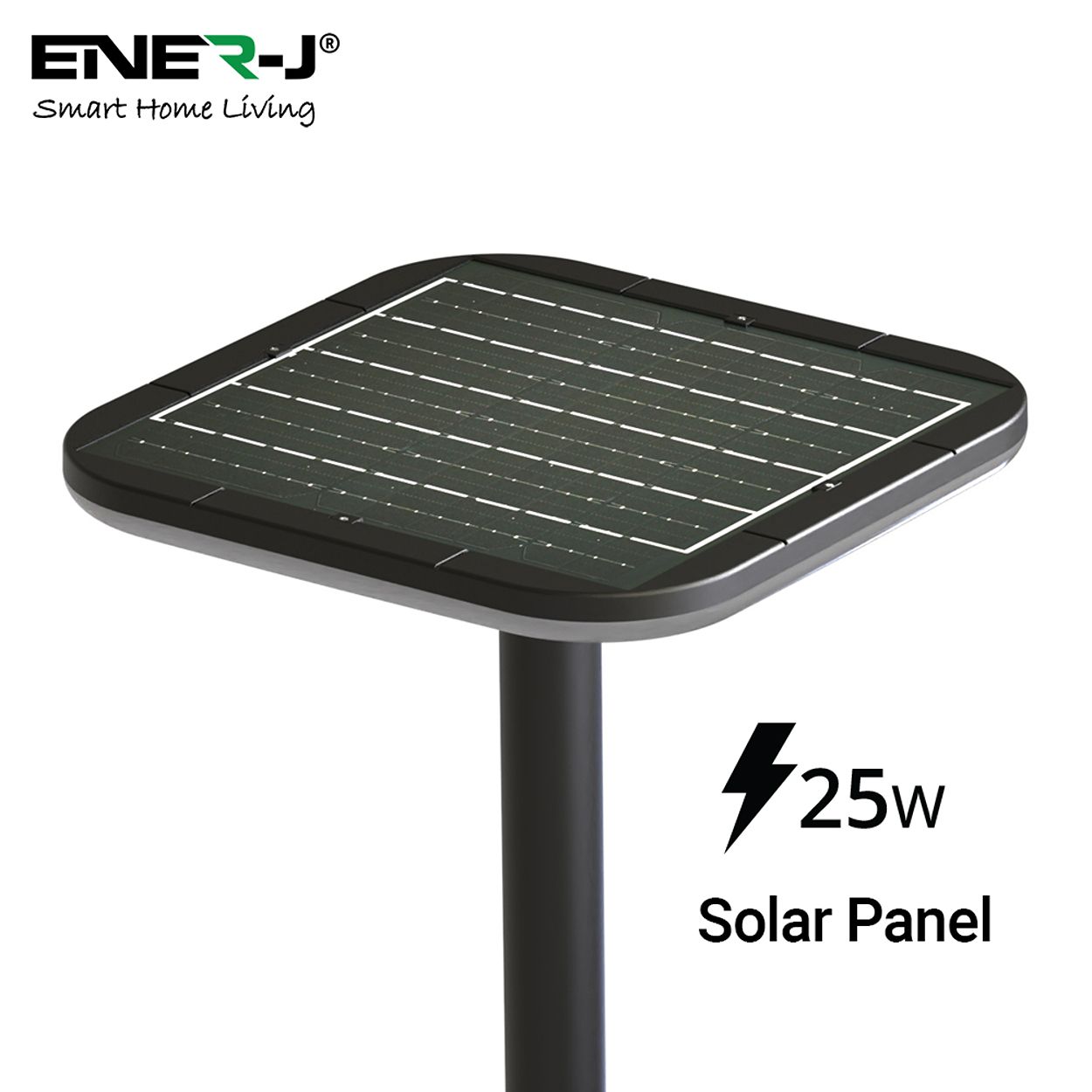 Ener - J 240W Pir Solar Garden Light With Water Tank Stand 25W Solar Panel 24Ah Battery Cct Switchable Black