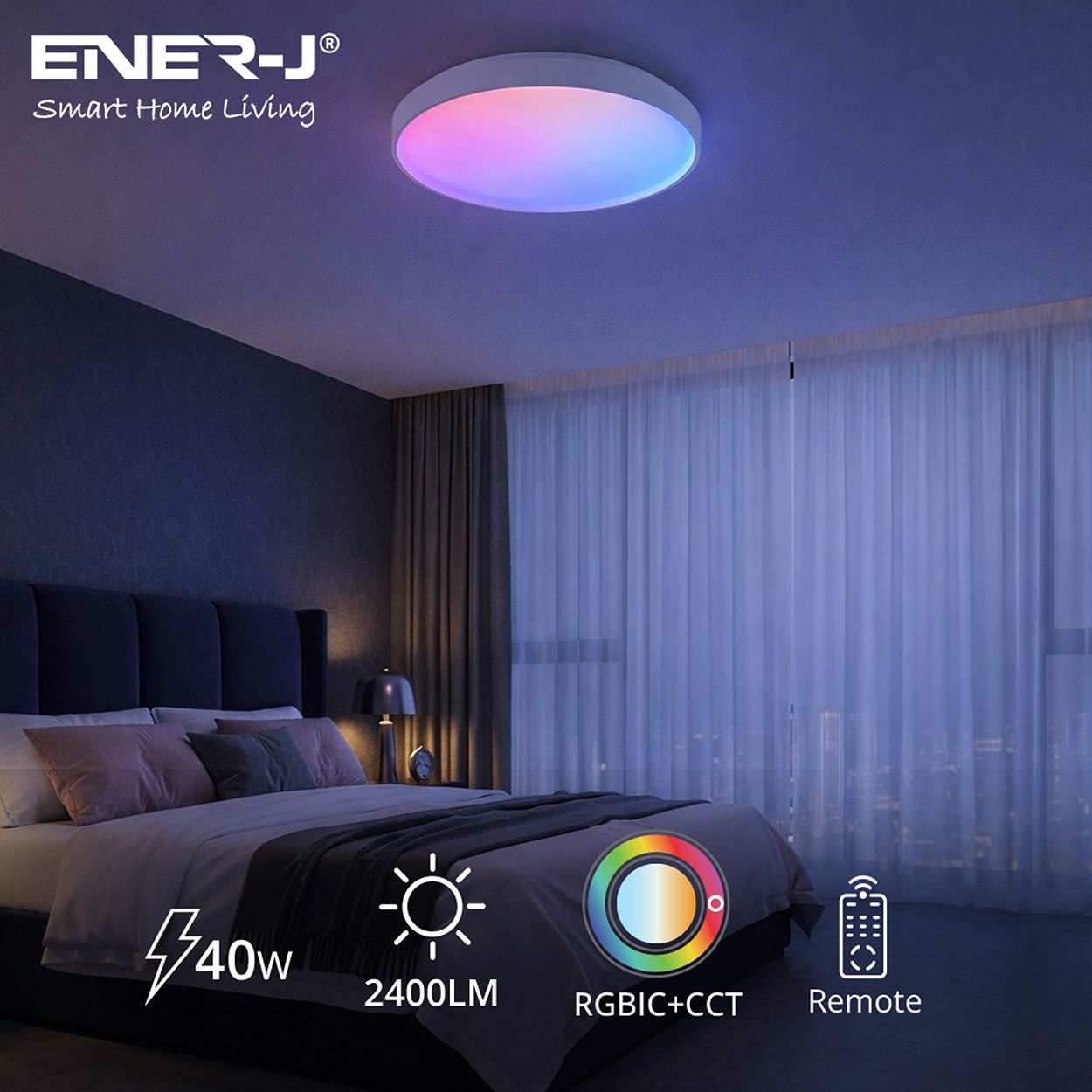 Ener-J 24W Scenic Surface Led Ceiling Light 380Mm Round Cct Rgbic White
