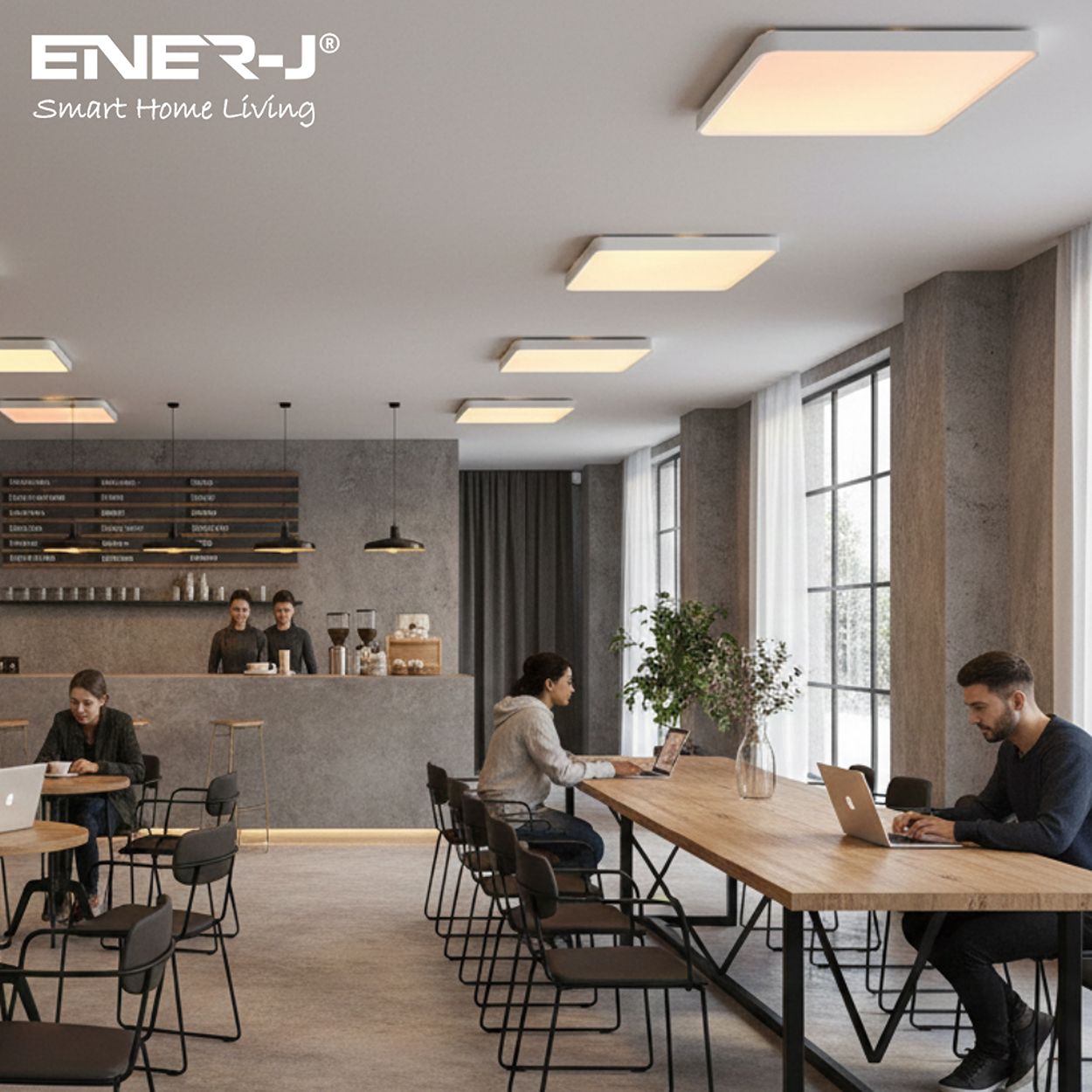 Ener-J 24W Scenic Surface Led Ceiling Light Cct Rgbic Square 380Mm White