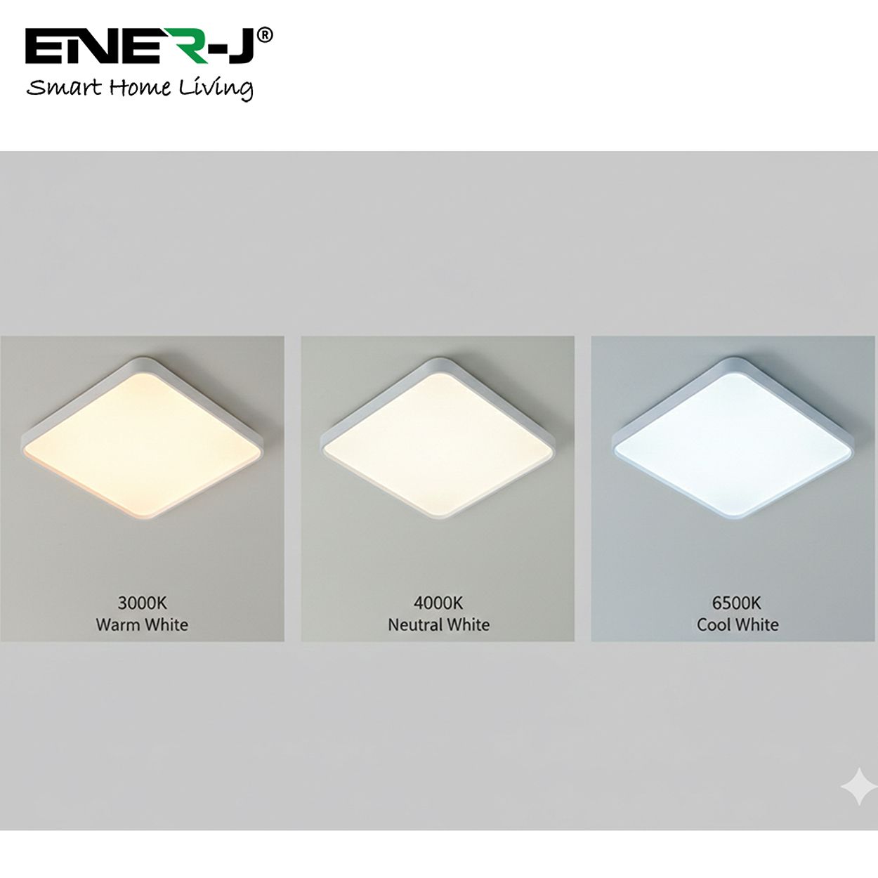 Ener-J 24W Scenic Surface Led Ceiling Light Cct Rgbic Square 380Mm White