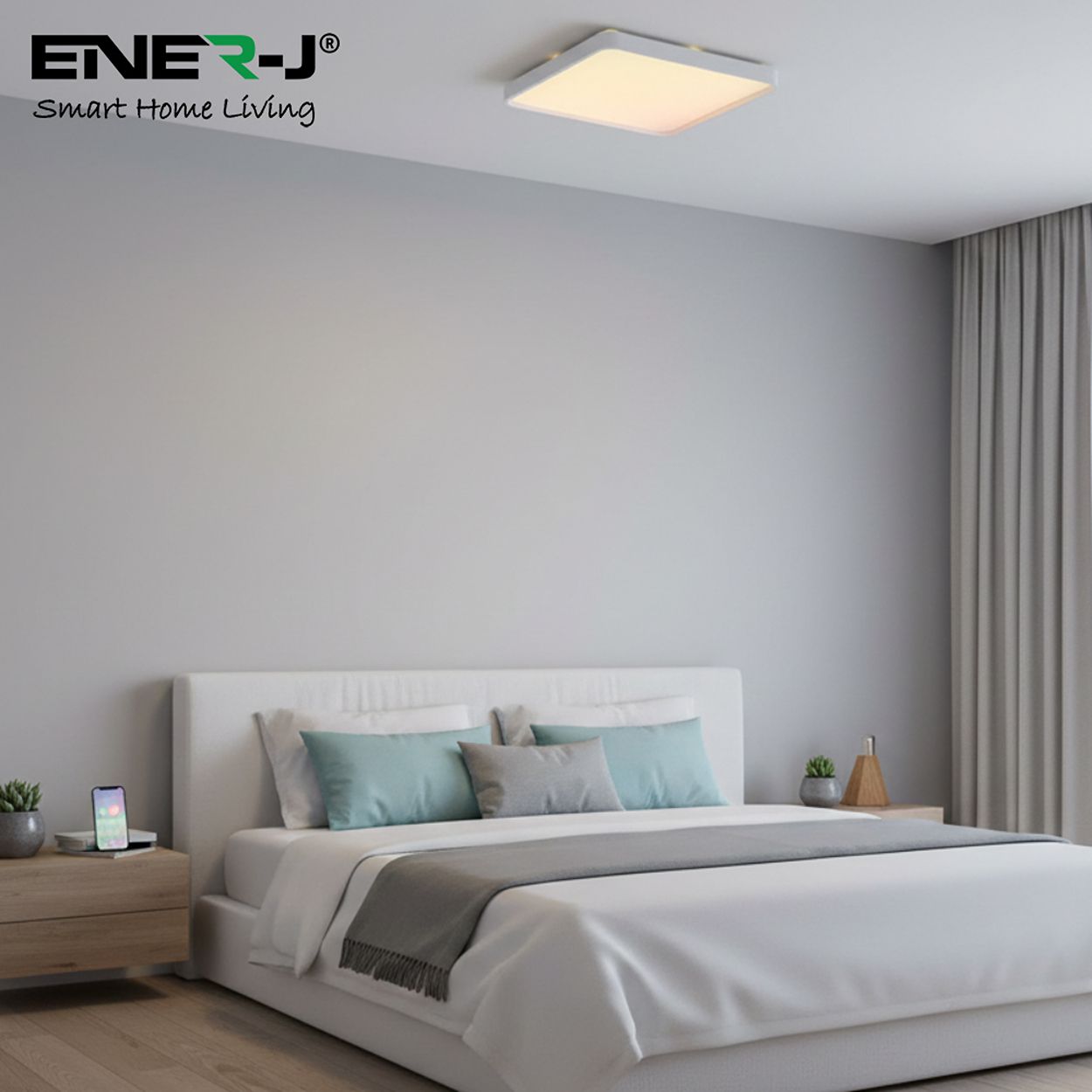 Ener-J 24W Scenic Surface Led Ceiling Light Cct Rgbic Square 380Mm White