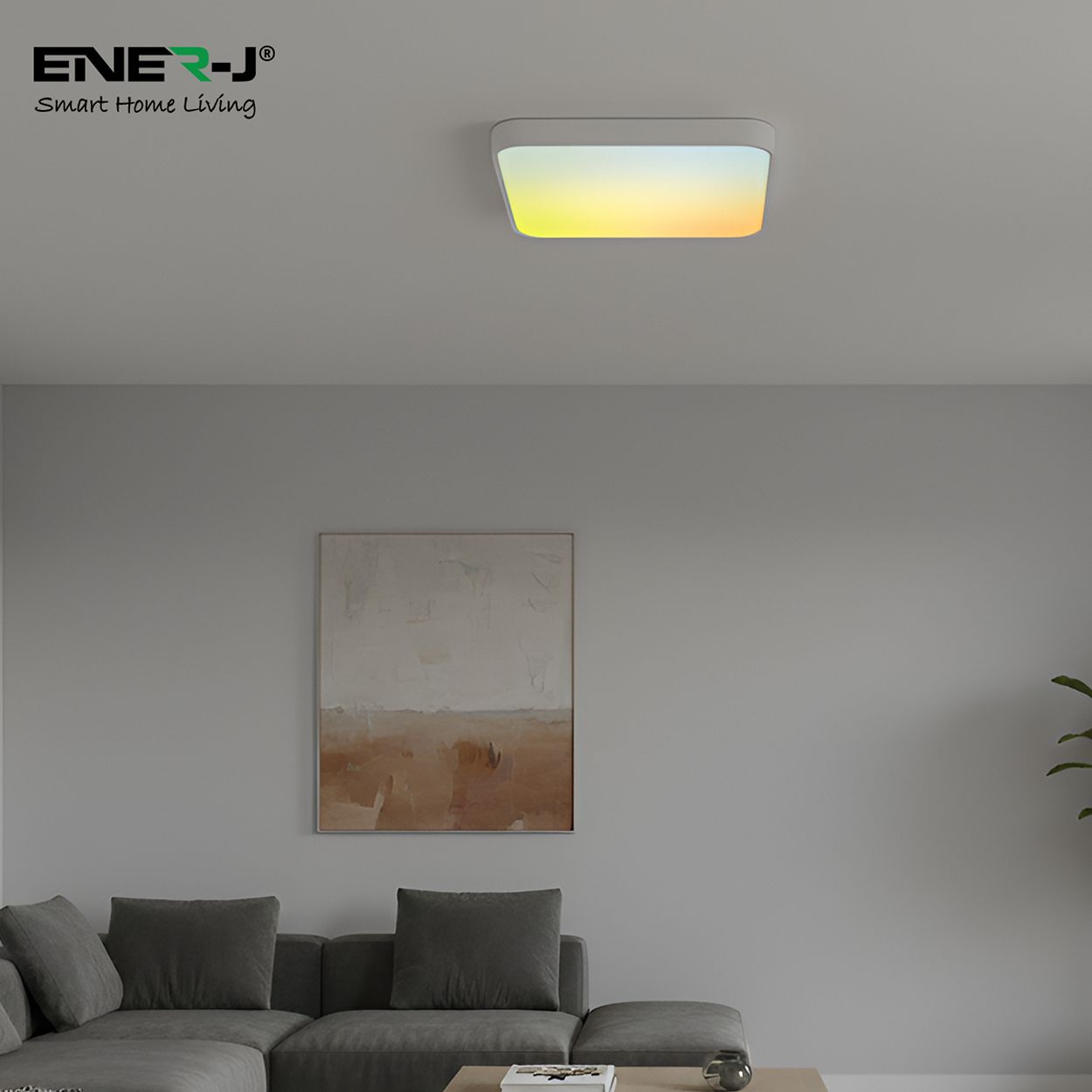Ener-J 80W Rgbic Square Smart Sky Ceiling Light 500Mm White 240V