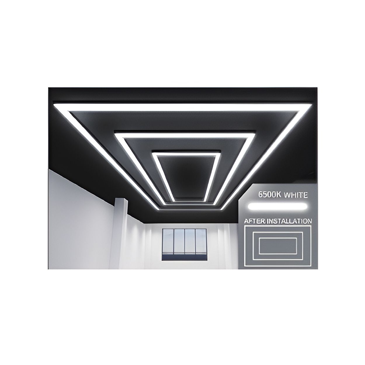 Ener-J 536W Designer Ceiling Light 3 Rectangle Inner Frame Border Cct Switchable Black 240V