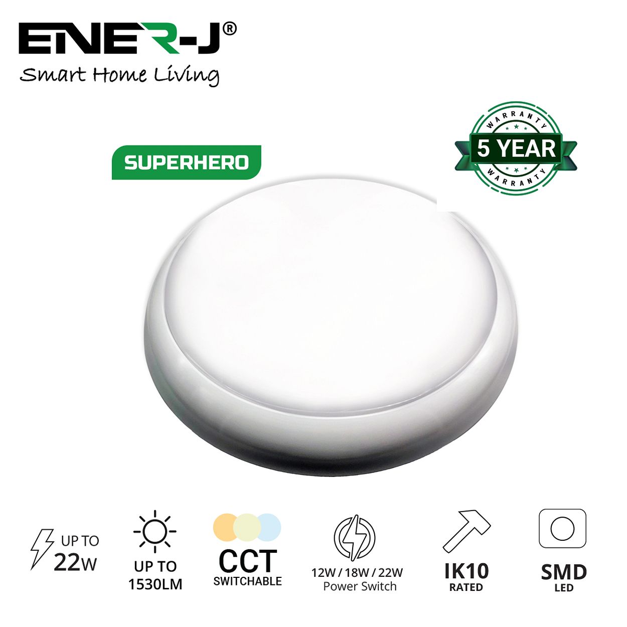 Ener-J Led Bulkhead 320Mm White 18W