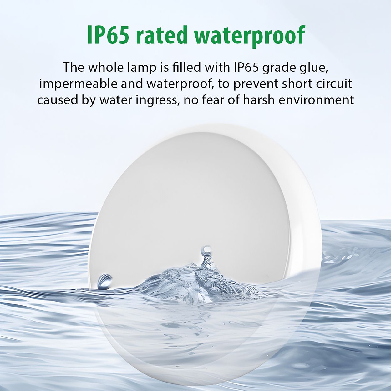 Ener - J Led Bulkhead 9 In 1 Power And Cct Switchable With Microwave Sensor White 320Mm 22W Ip65 Ik10