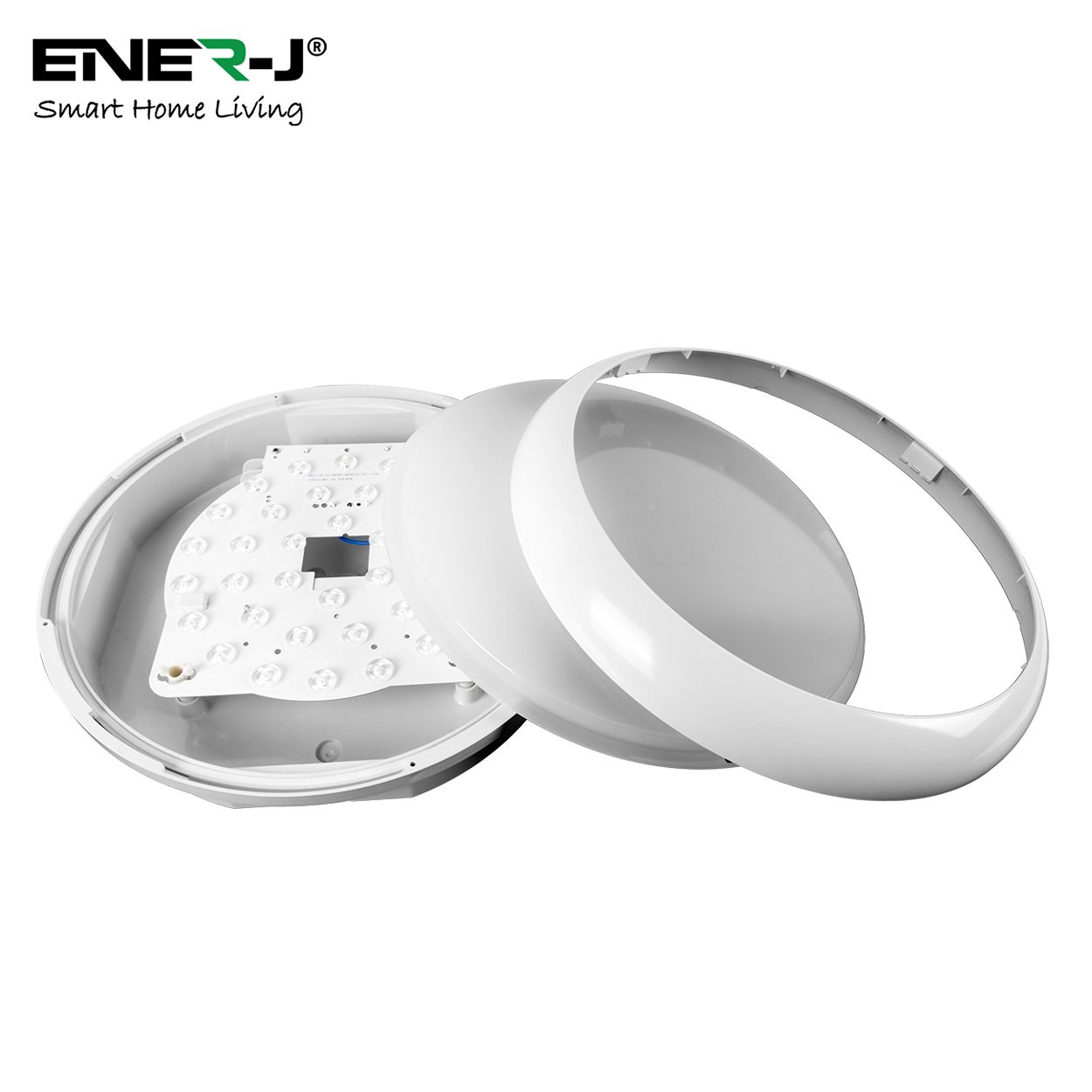 Ener - J Led Bulkhead 9 In 1 Power And Cct Switchable With Microwave Sensor White 320Mm 22W Ip65 Ik10