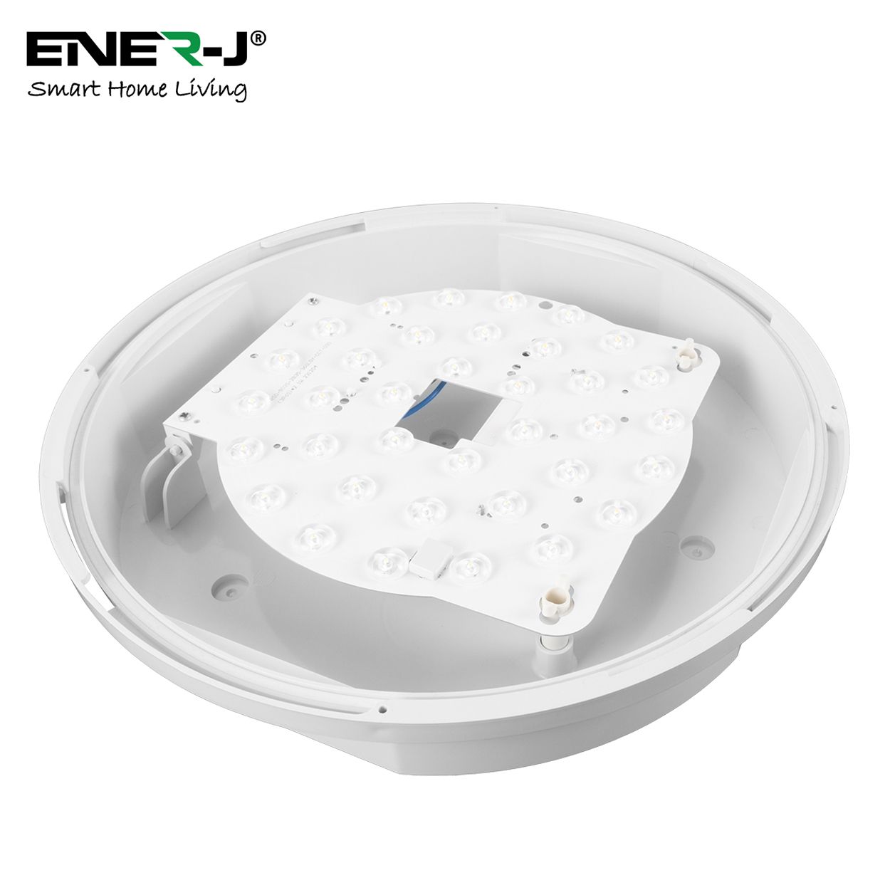Ener - J Led Bulkhead 9 In 1 Power And Cct Switchable With Microwave Sensor White 320Mm 22W Ip65 Ik10